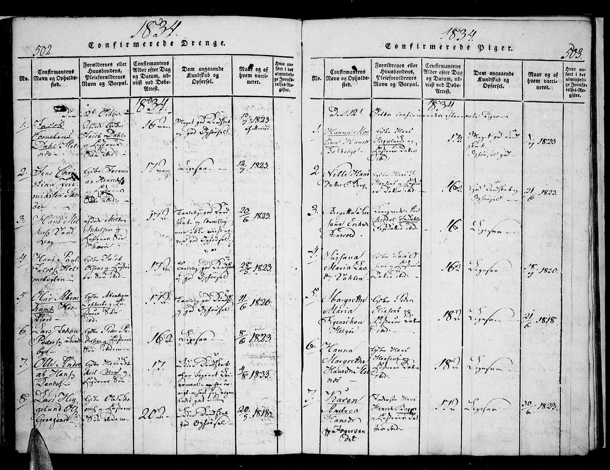 Karlsøy sokneprestembete, SATØ/S-1299/H/Ha/Haa/L0002kirke: Ministerialbok nr. 2, 1823-1842, s. 502-503