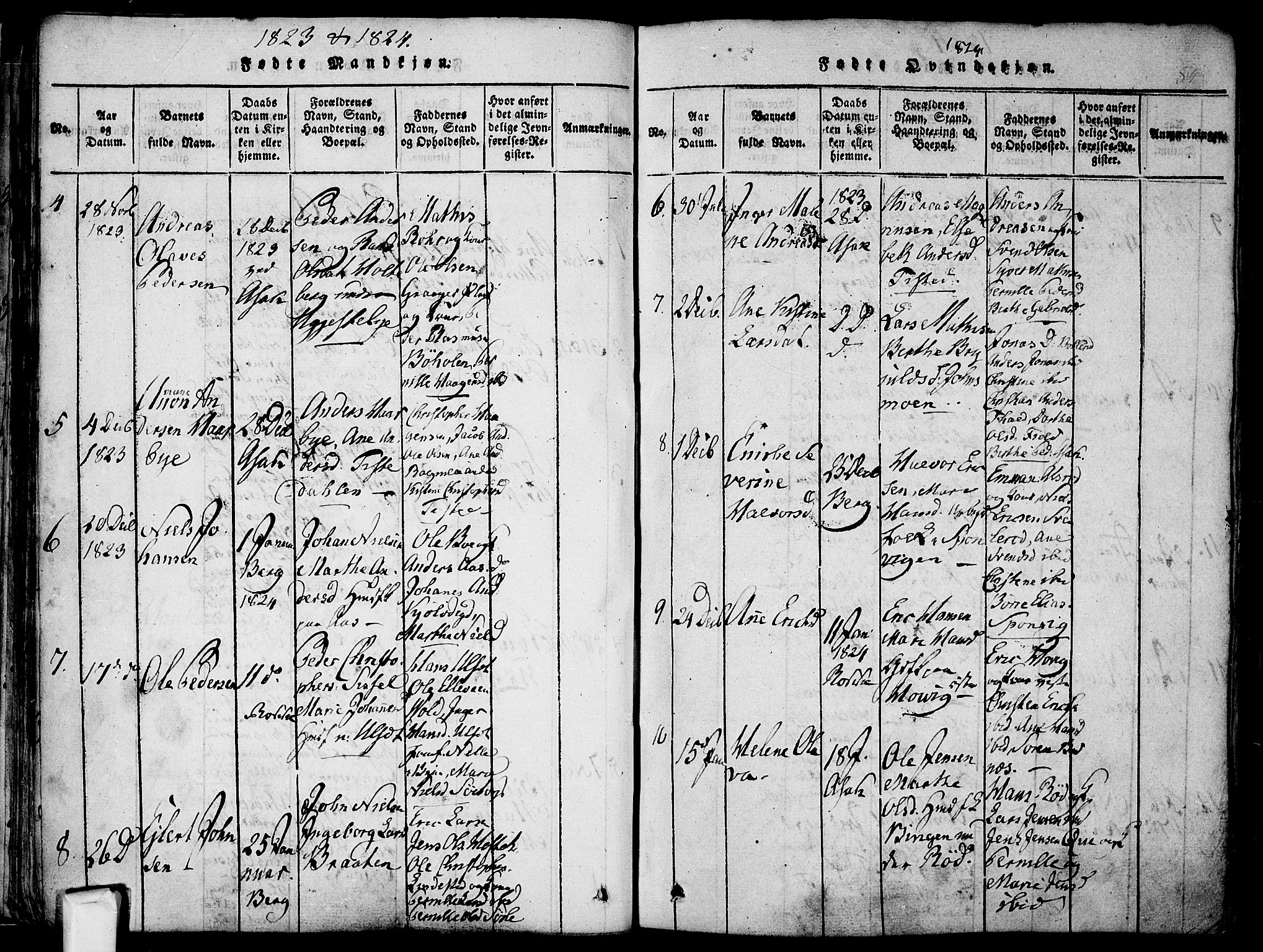 Berg prestekontor Kirkebøker, SAO/A-10902/F/Fa/L0002: Ministerialbok nr. I 2, 1815-1831, s. 84