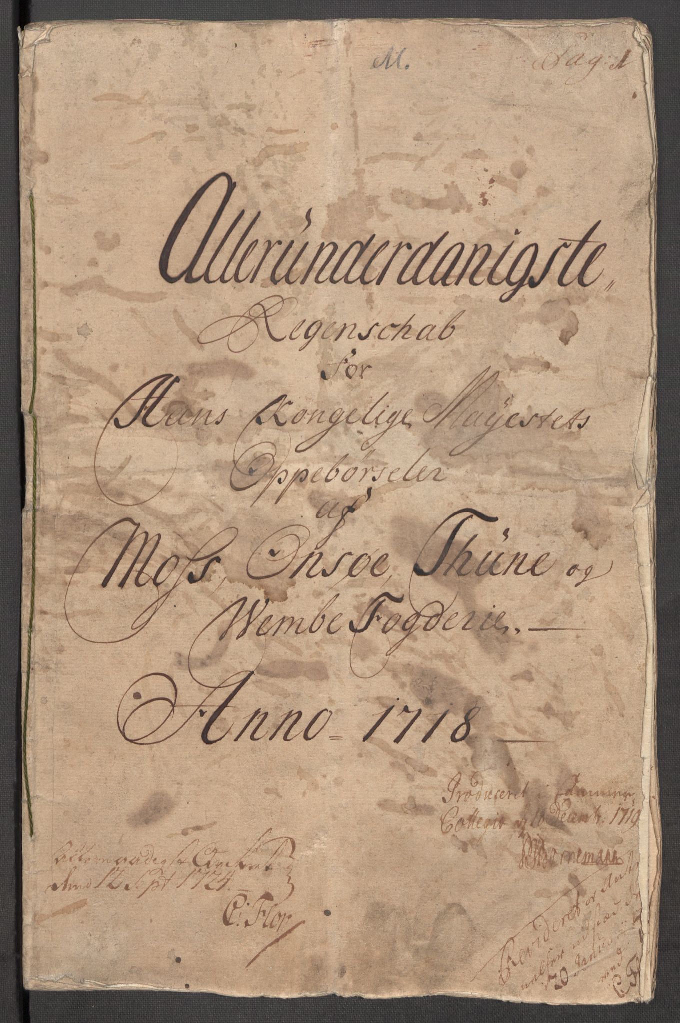 Rentekammeret inntil 1814, Reviderte regnskaper, Fogderegnskap, AV/RA-EA-4092/R04/L0143: Fogderegnskap Moss, Onsøy, Tune, Veme og Åbygge, 1718, s. 3