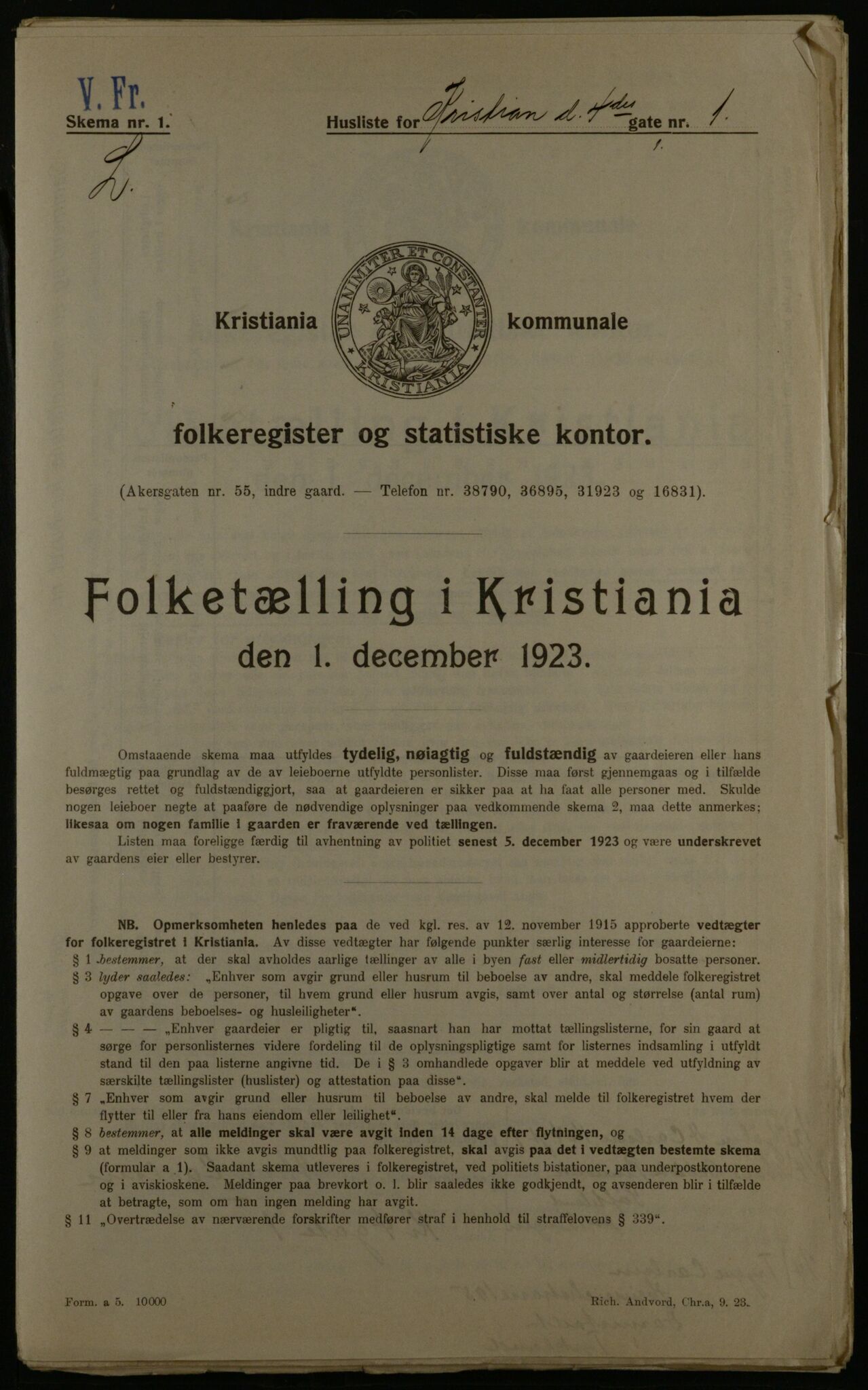 OBA, Kommunal folketelling 1.12.1923 for Kristiania, 1923, s. 60741
