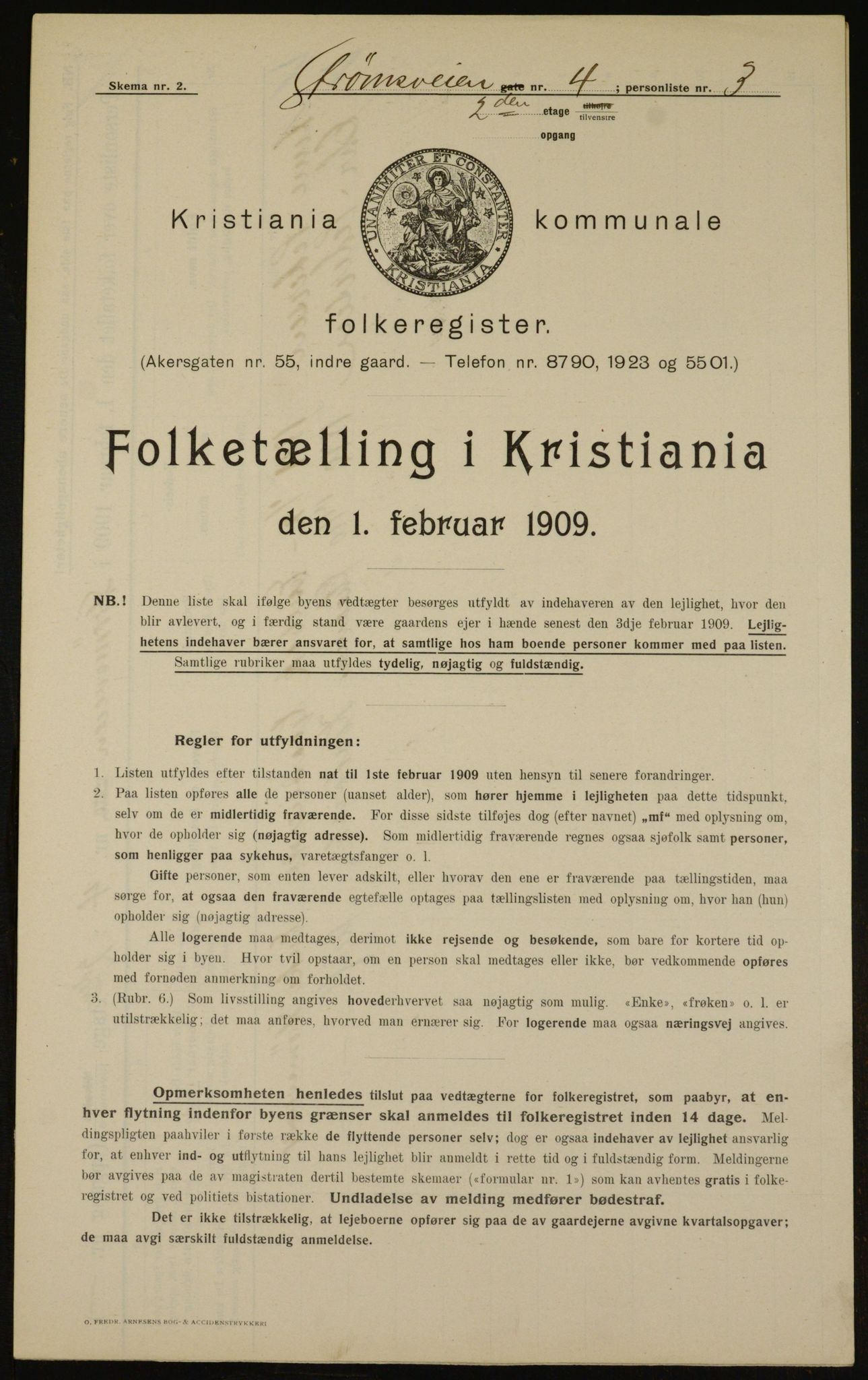 OBA, Kommunal folketelling 1.2.1909 for Kristiania kjøpstad, 1909, s. 94082