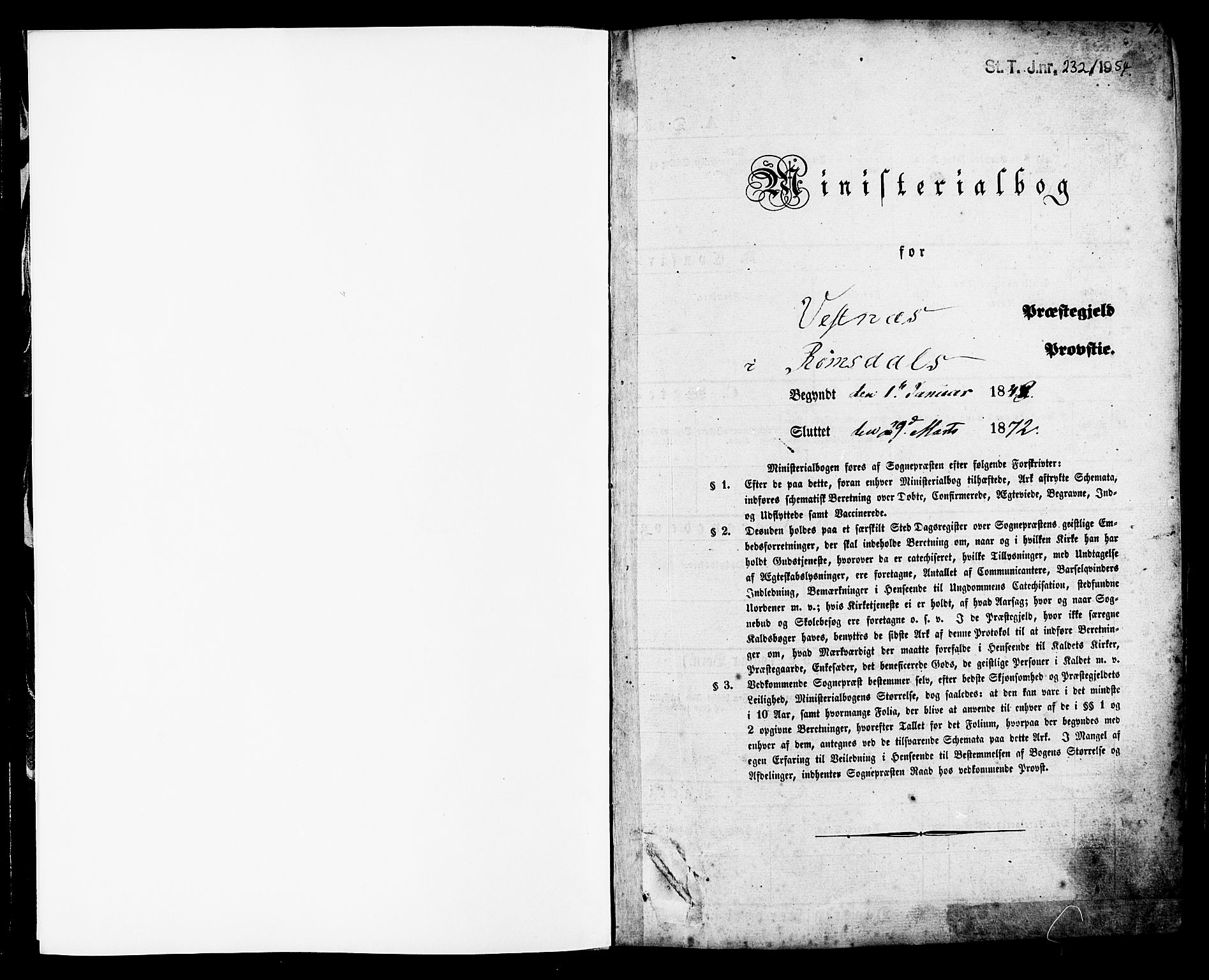 Ministerialprotokoller, klokkerbøker og fødselsregistre - Møre og Romsdal, AV/SAT-A-1454/539/L0529: Ministerialbok nr. 539A02, 1848-1872, s. 1