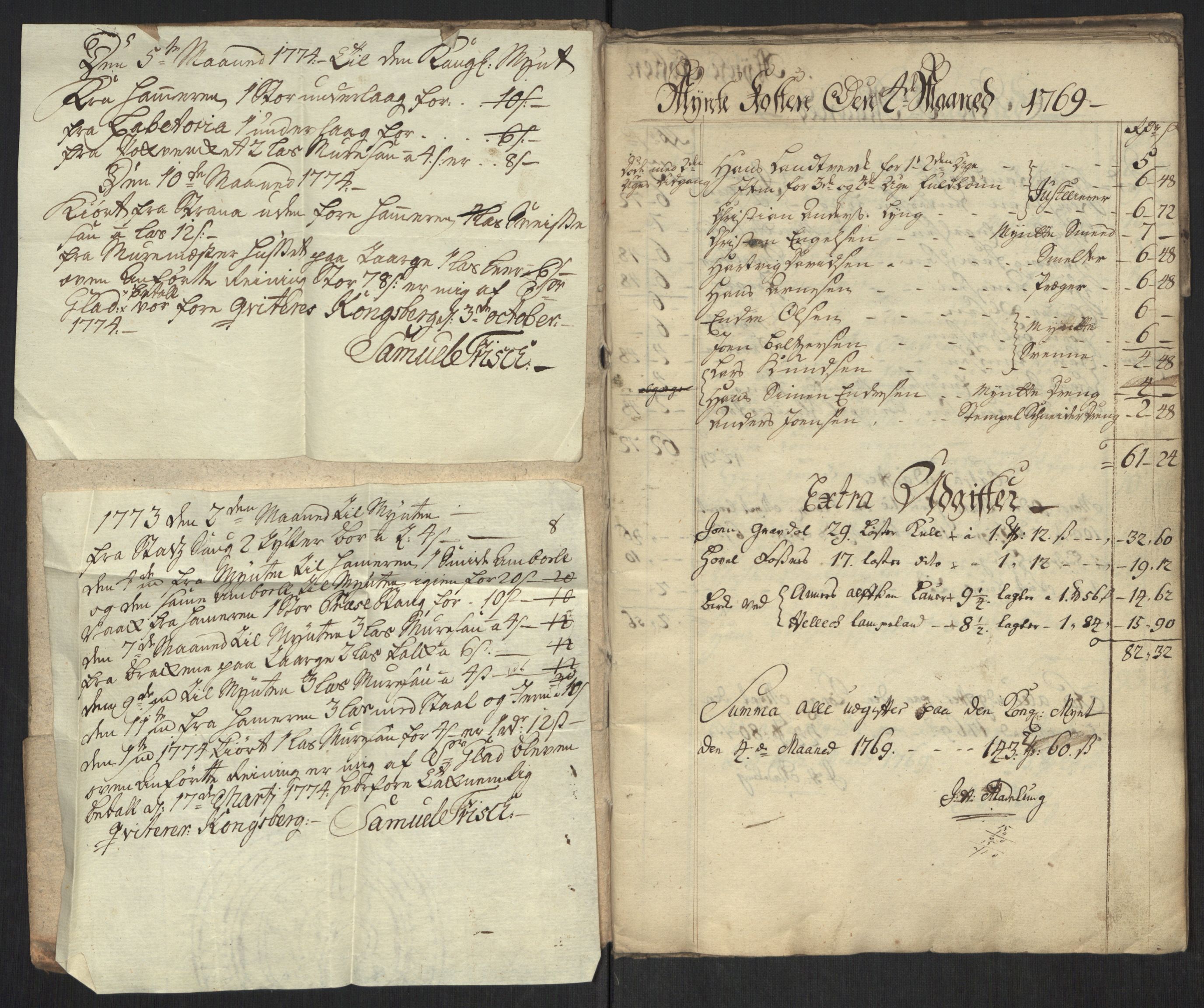 Rentekammeret inntil 1814, Realistisk ordnet avdeling, AV/RA-EA-4070/Oa/L0010: [Y8]: Regninger for Kongsbergs mynt., 1760-1805, s. 97