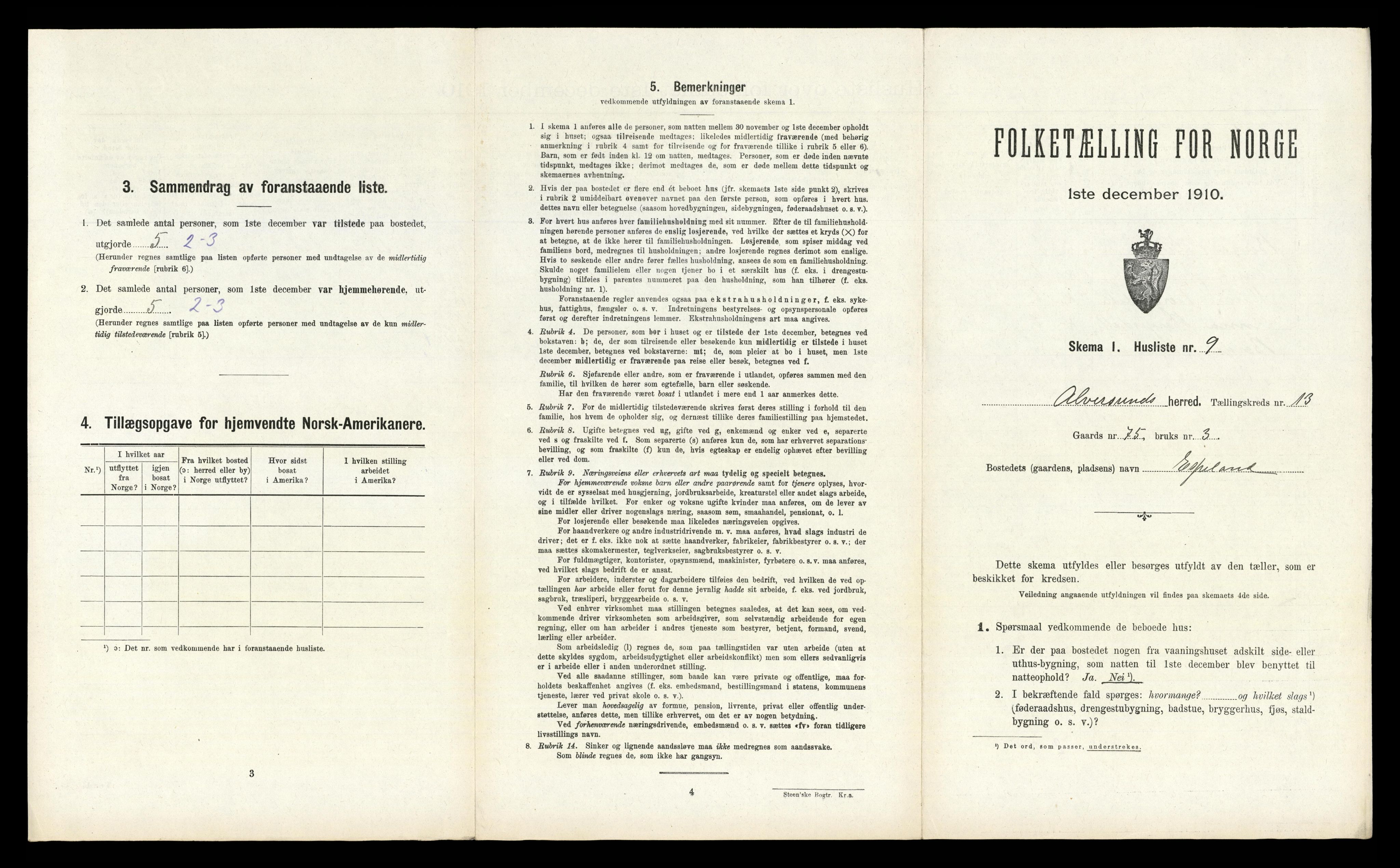 RA, Folketelling 1910 for 1257 Alversund herred, 1910, s. 922