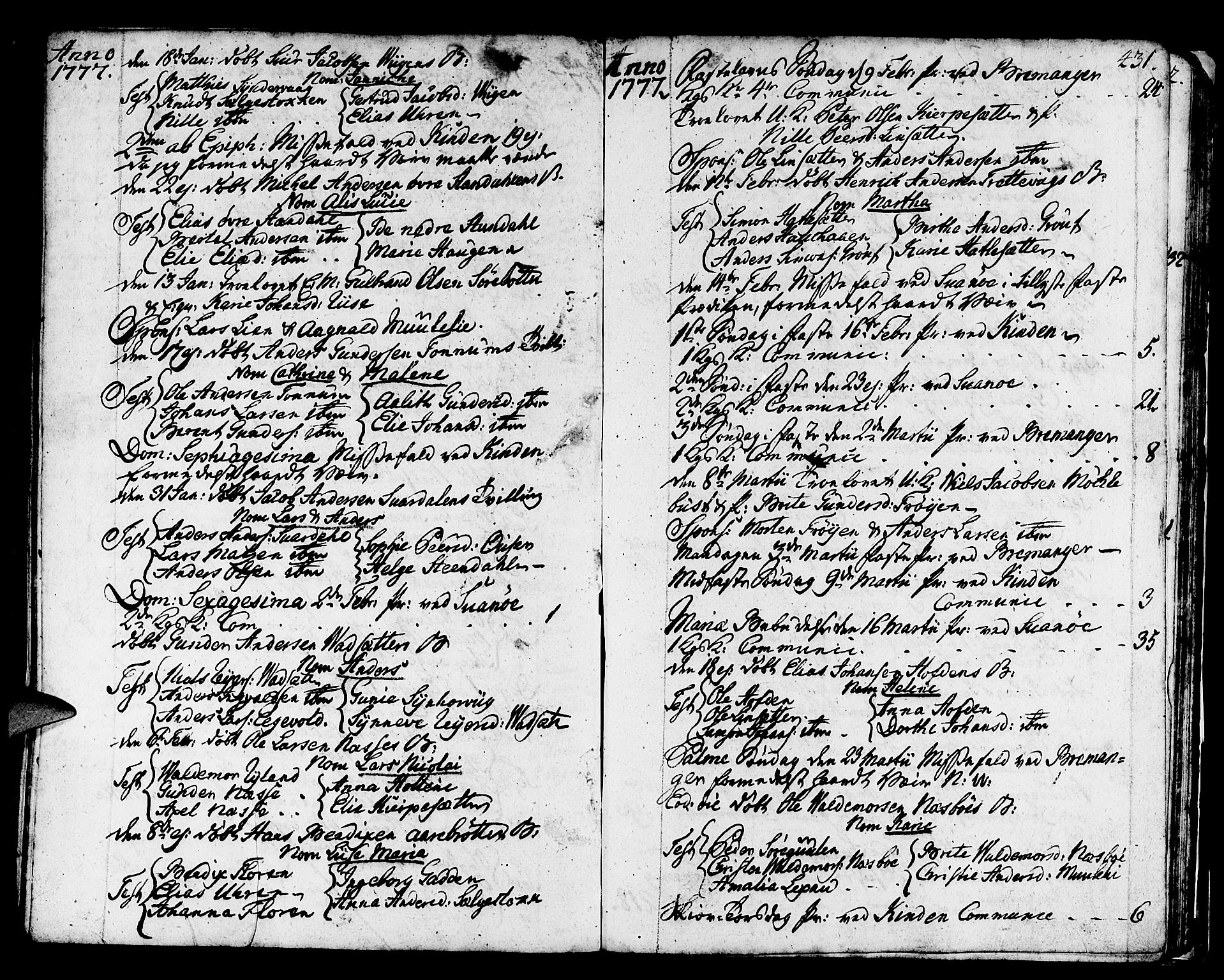 Kinn sokneprestembete, AV/SAB-A-80801/H/Haa/Haaa/L0002: Ministerialbok nr. A 2, 1729-1785, s. 431