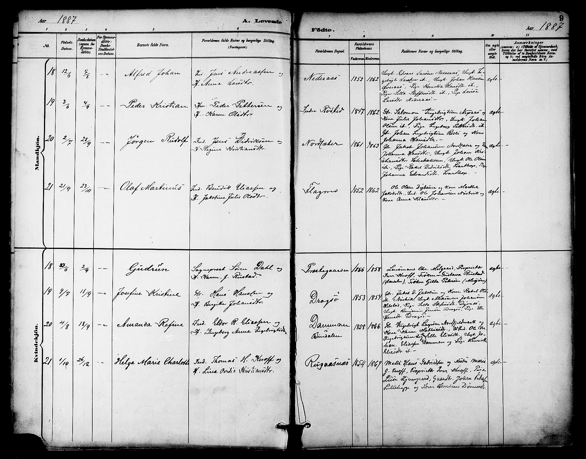 Ministerialprotokoller, klokkerbøker og fødselsregistre - Nordland, AV/SAT-A-1459/814/L0226: Ministerialbok nr. 814A07, 1886-1898, s. 9