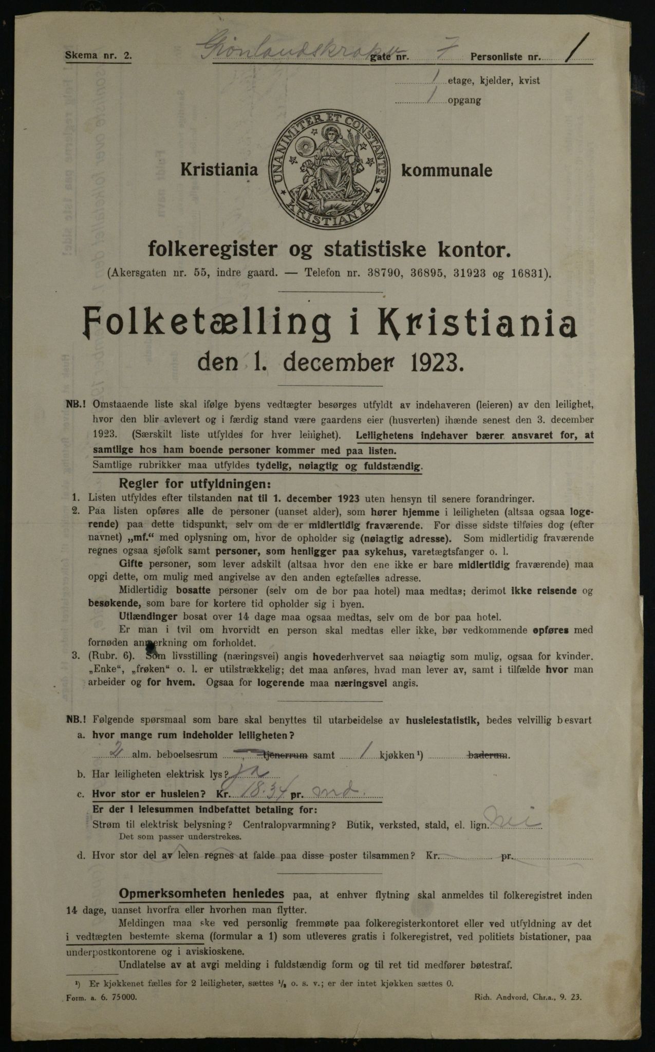 OBA, Kommunal folketelling 1.12.1923 for Kristiania, 1923, s. 35364