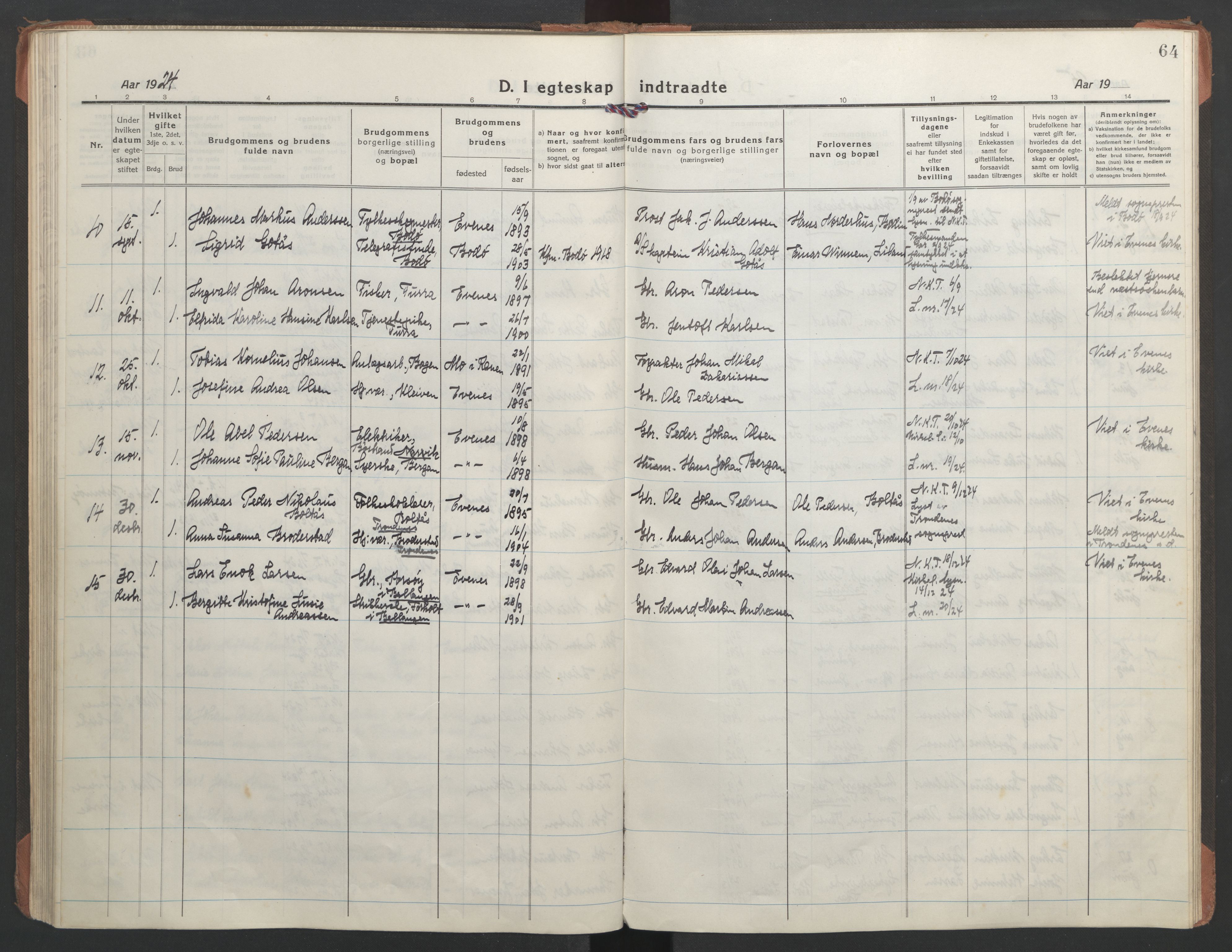 Ministerialprotokoller, klokkerbøker og fødselsregistre - Nordland, AV/SAT-A-1459/863/L0902: Ministerialbok nr. 863A14, 1906-1937, s. 64