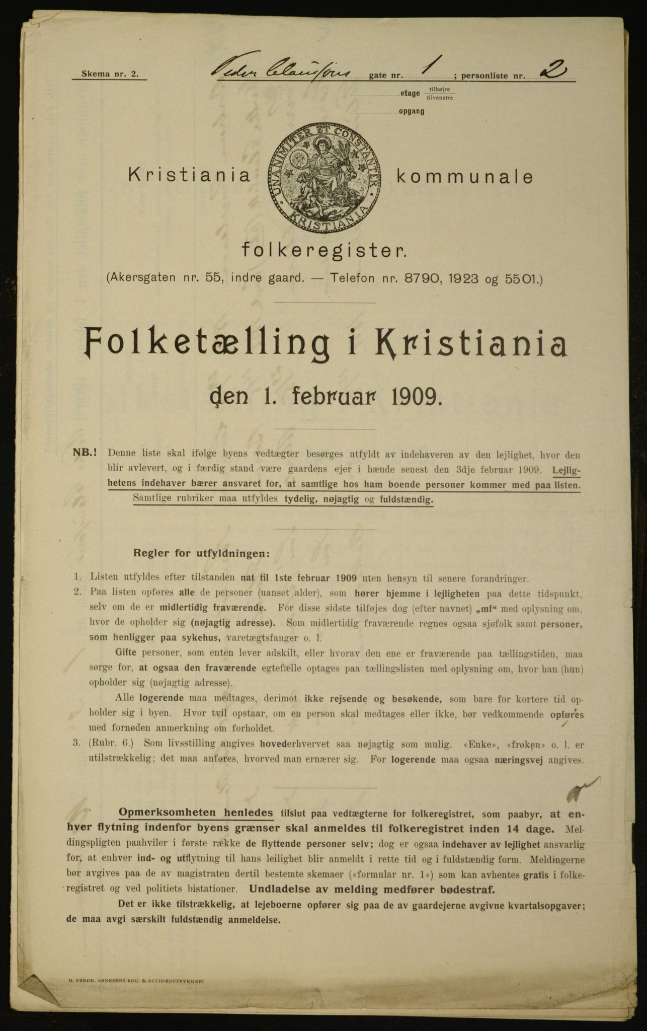 OBA, Kommunal folketelling 1.2.1909 for Kristiania kjøpstad, 1909, s. 71330