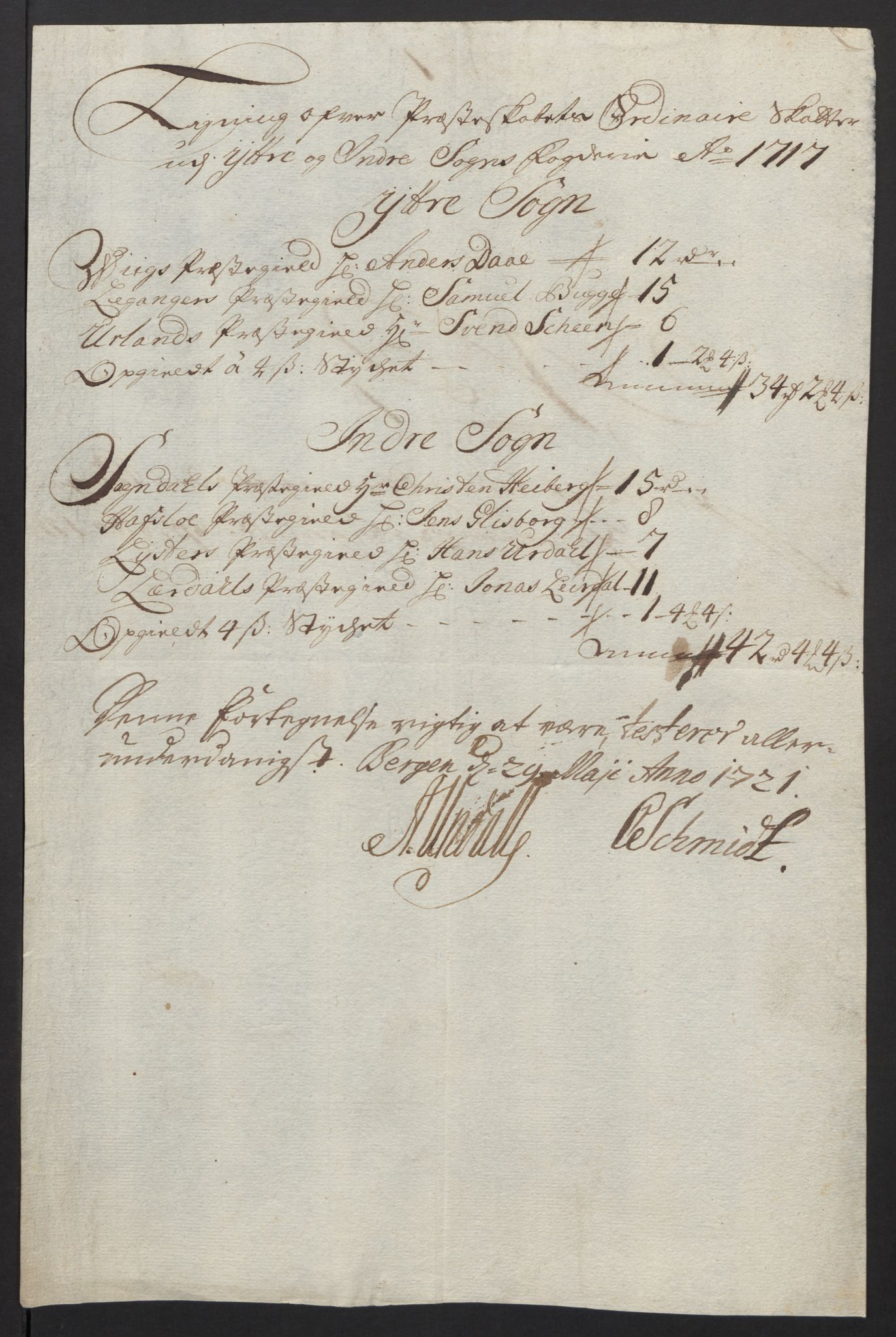 Rentekammeret inntil 1814, Reviderte regnskaper, Fogderegnskap, RA/EA-4092/R52/L3321: Fogderegnskap Sogn, 1717-1718, s. 28