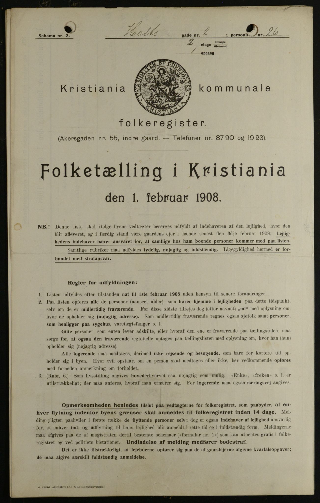 OBA, Kommunal folketelling 1.2.1908 for Kristiania kjøpstad, 1908, s. 36798