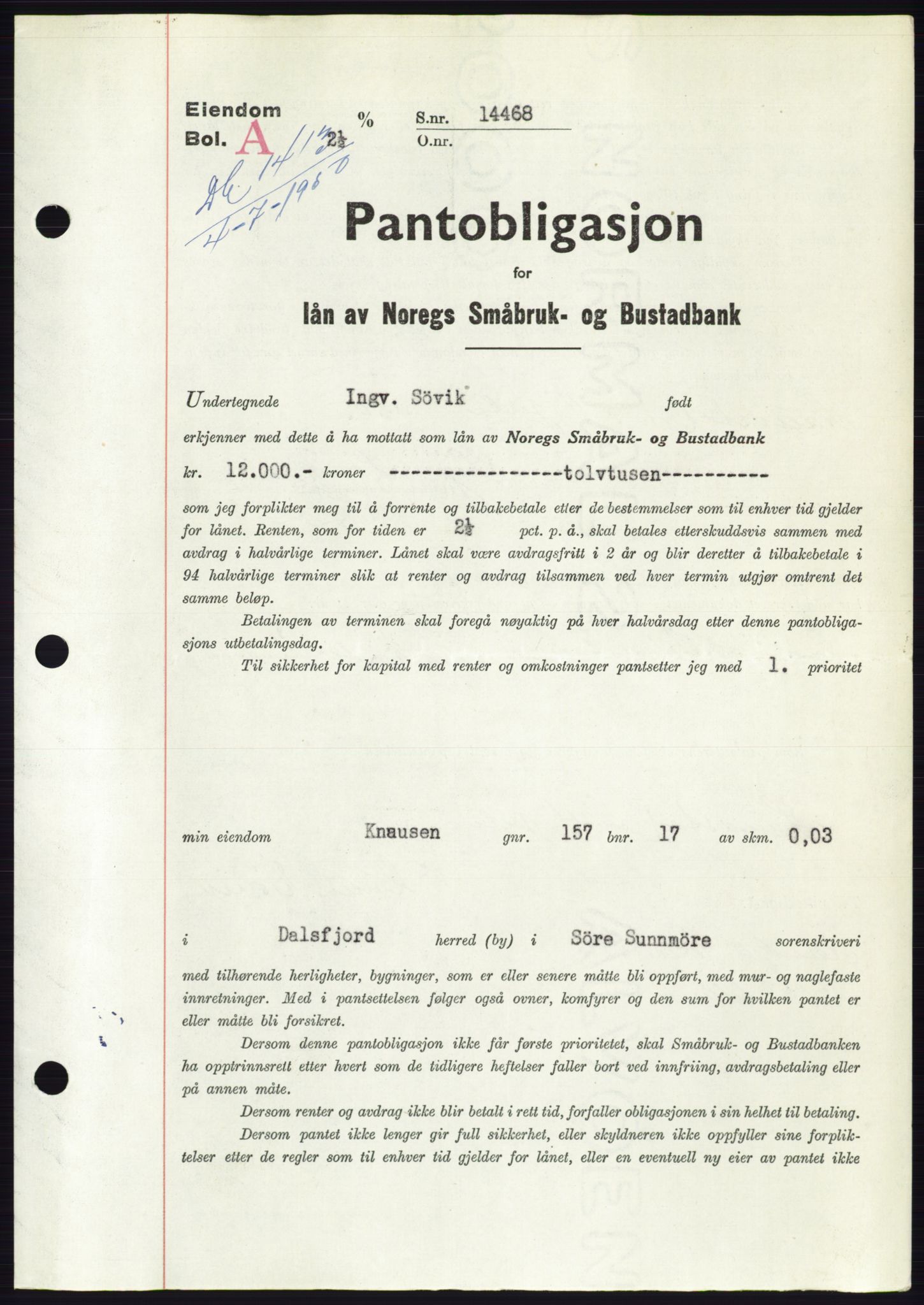 Søre Sunnmøre sorenskriveri, SAT/A-4122/1/2/2C/L0118: Pantebok nr. 6B, 1949-1950, Dagboknr: 1413/1950