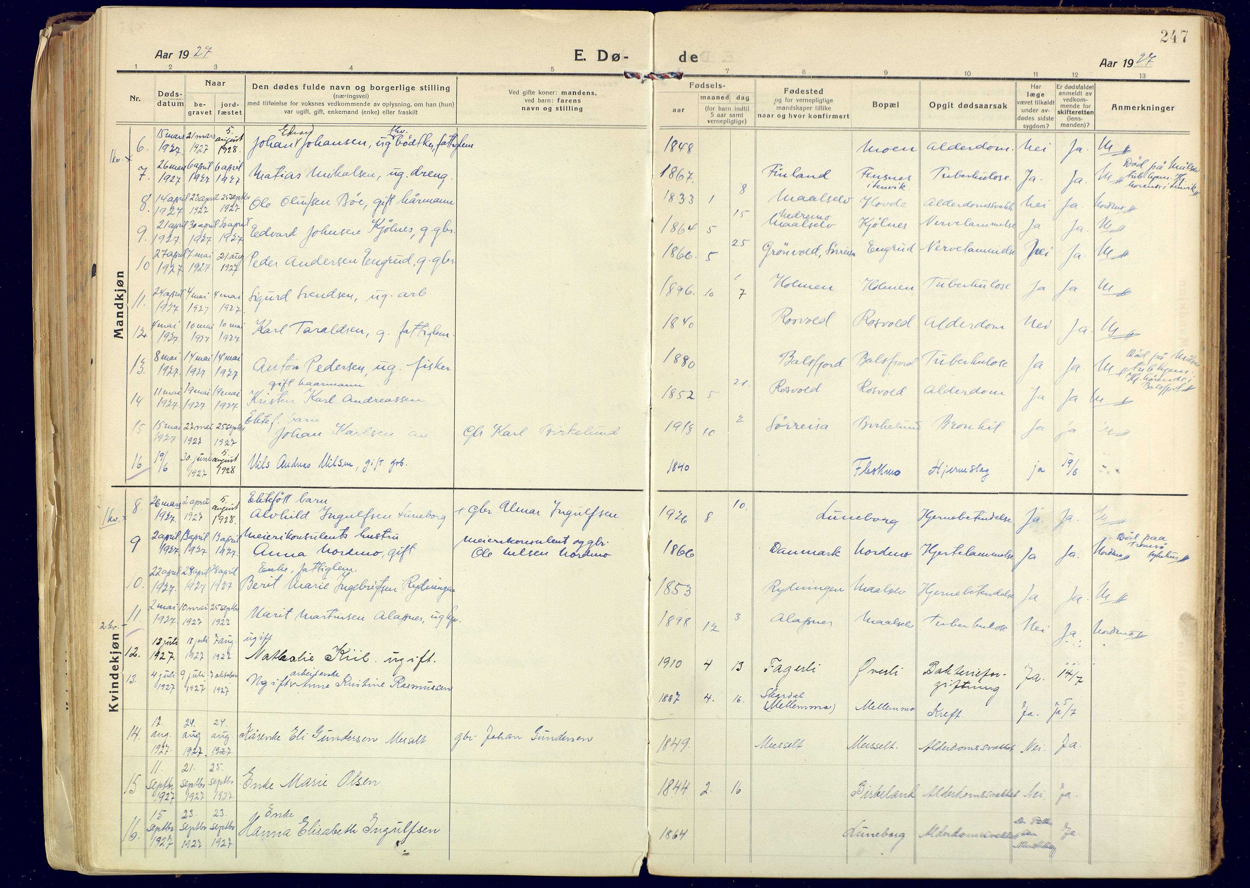 Målselv sokneprestembete, AV/SATØ-S-1311/G/Ga/Gaa/L0014kirke: Ministerialbok nr. 14, 1919-1932, s. 247