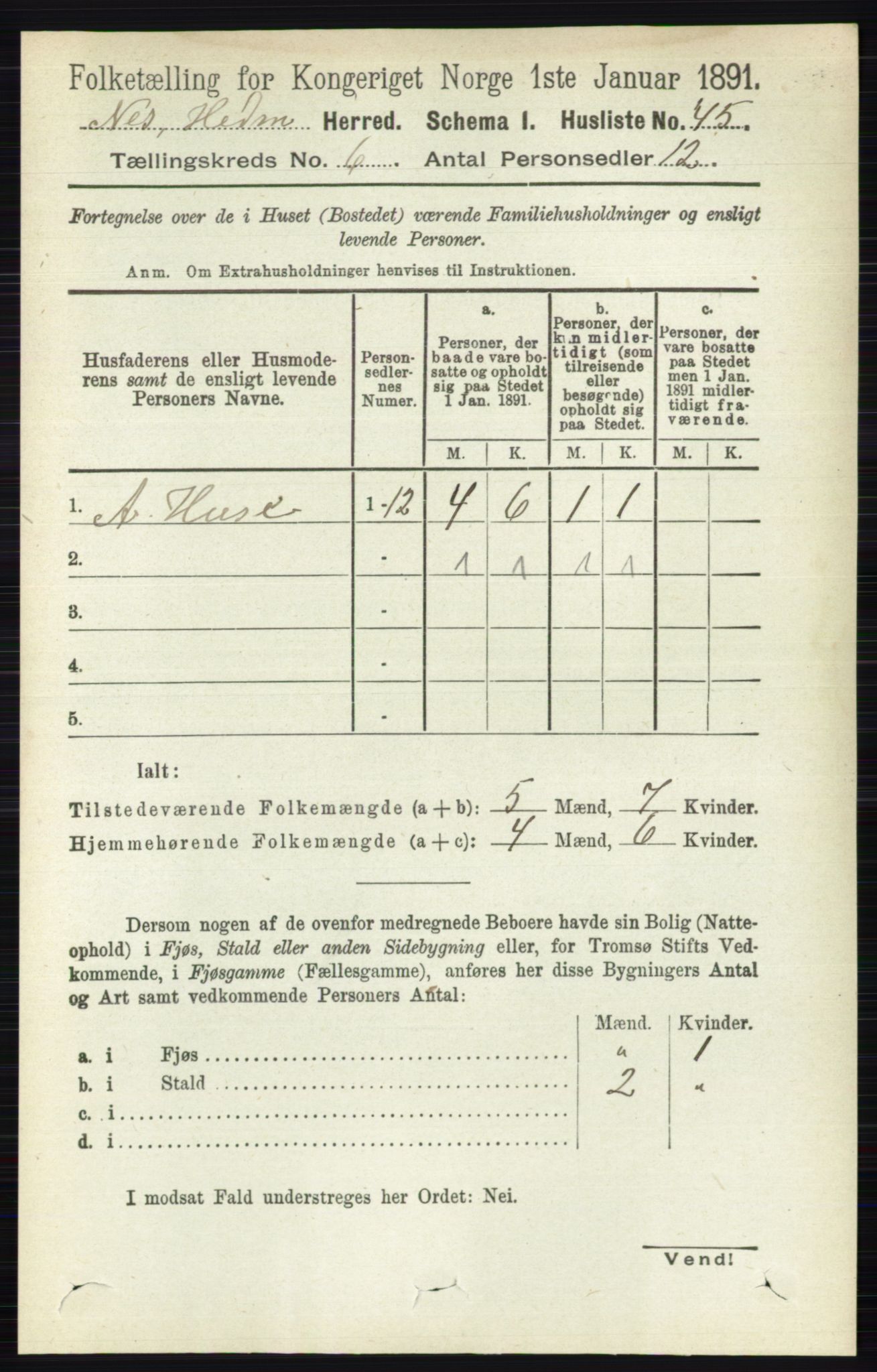 RA, Folketelling 1891 for 0411 Nes herred, 1891, s. 3213
