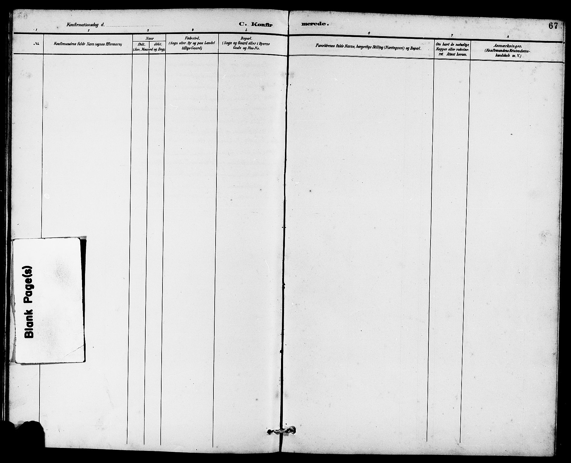 Rennesøy sokneprestkontor, AV/SAST-A -101827/H/Ha/Hab/L0011: Klokkerbok nr. B 10, 1891-1908, s. 67