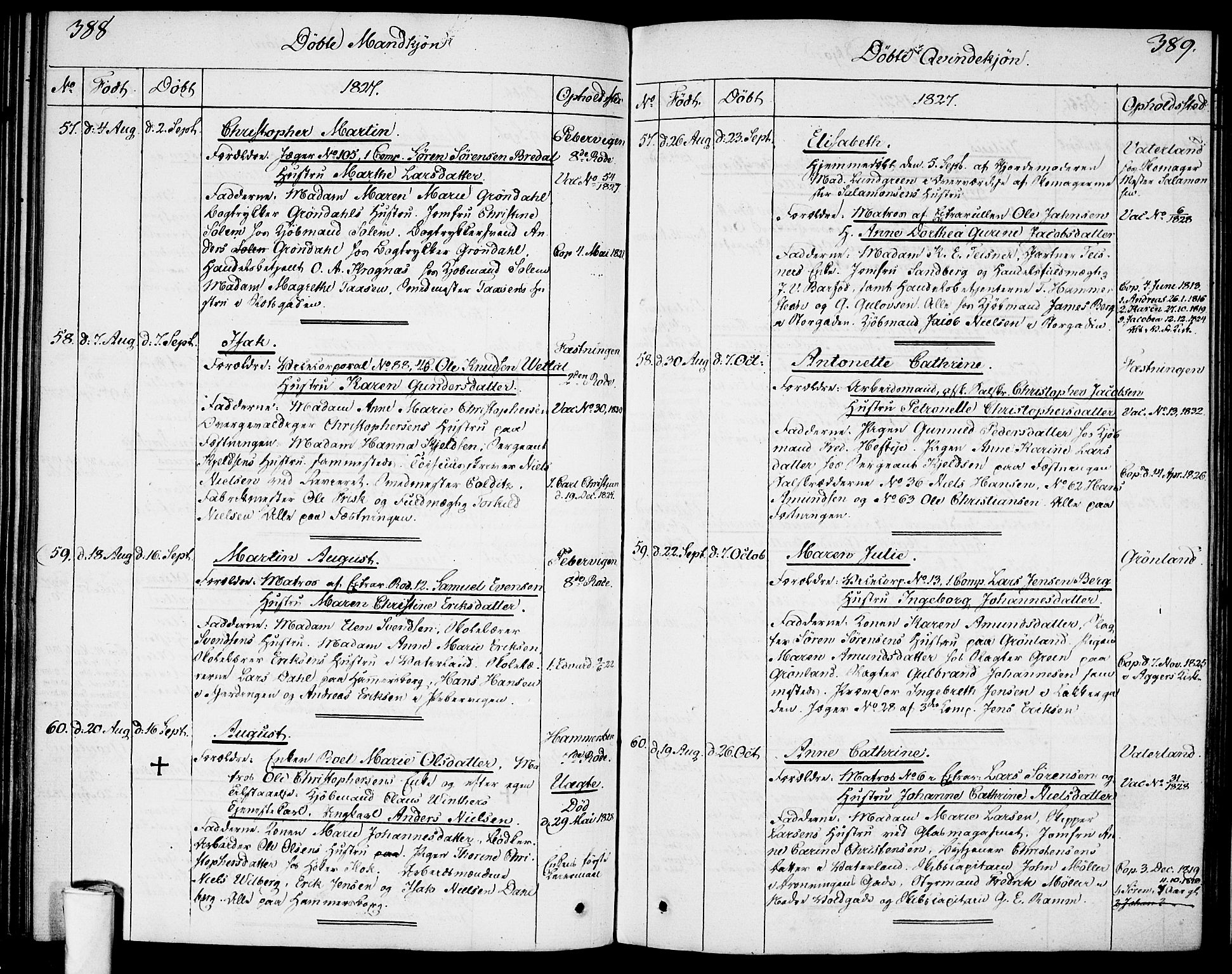 Garnisonsmenigheten Kirkebøker, AV/SAO-A-10846/F/Fa/L0004: Ministerialbok nr. 4, 1820-1828, s. 388-389