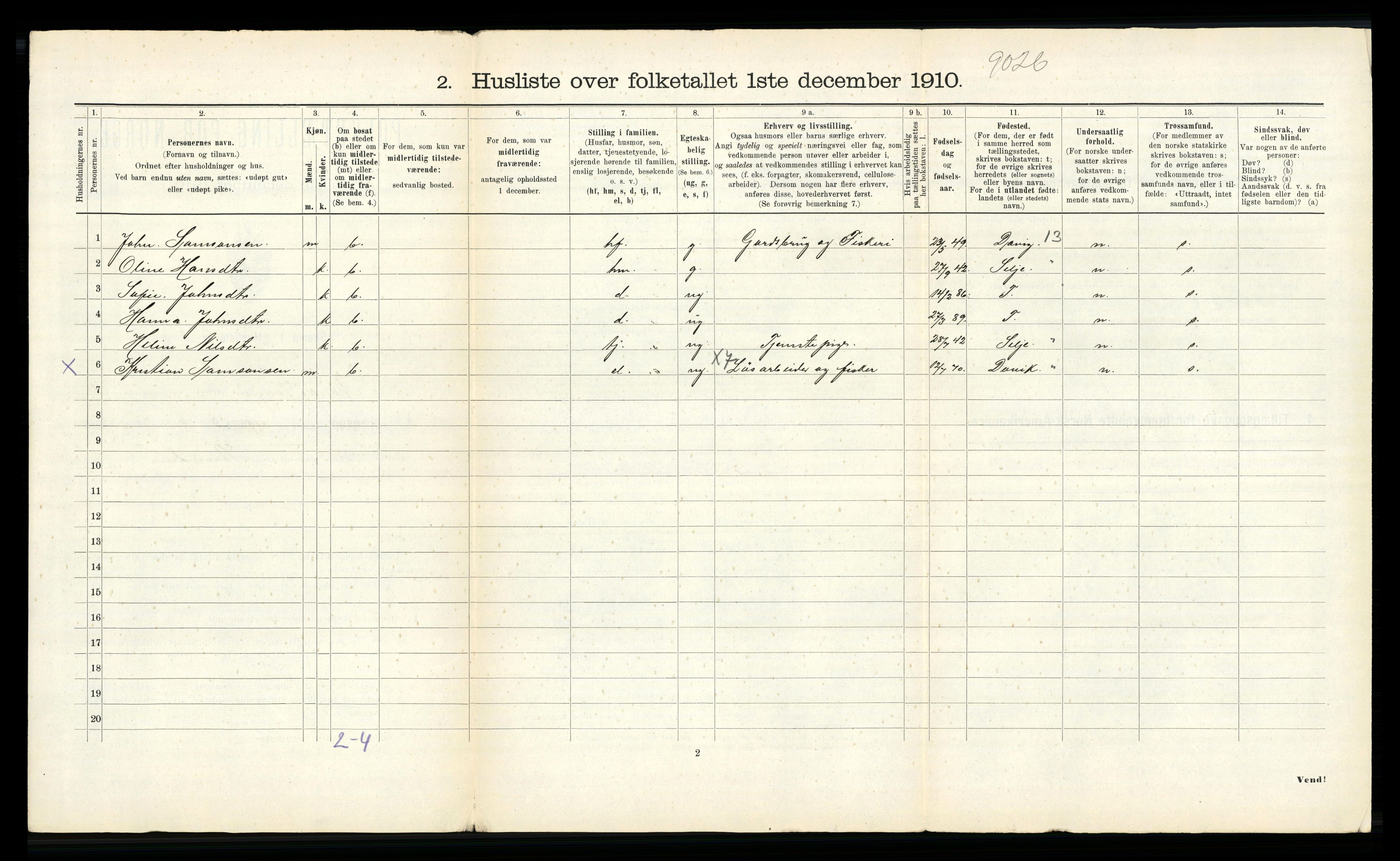 RA, Folketelling 1910 for 1440 Nord-Vågsøy herred, 1910, s. 30
