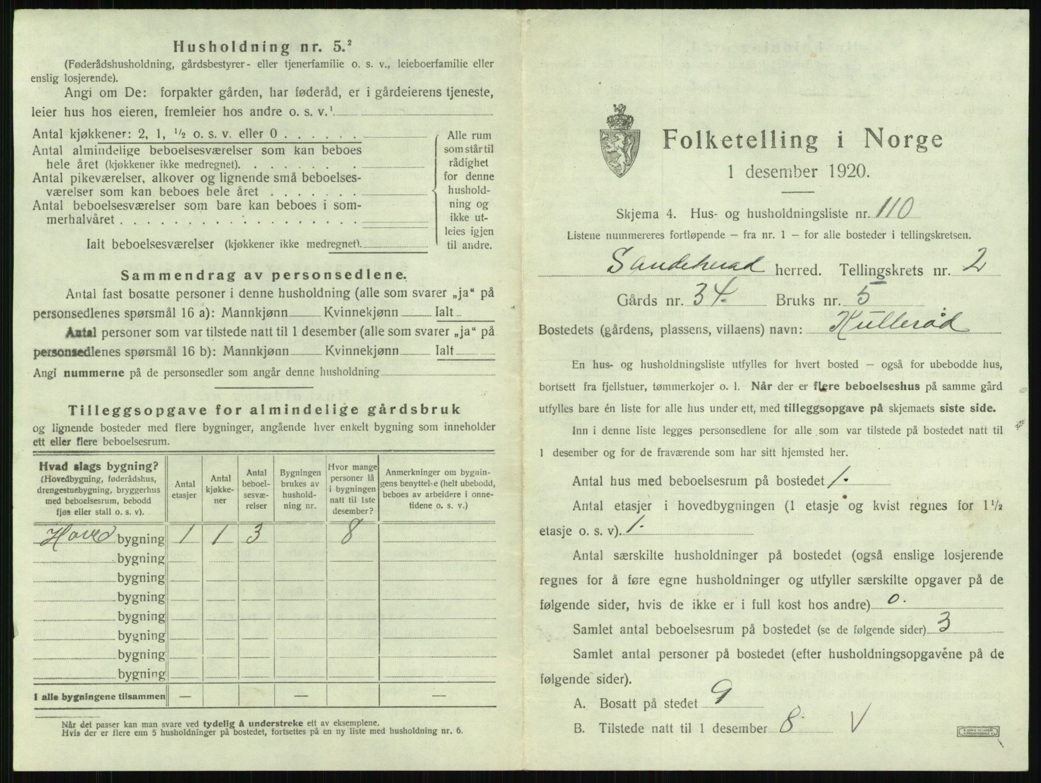 SAKO, Folketelling 1920 for 0724 Sandeherred herred, 1920, s. 368
