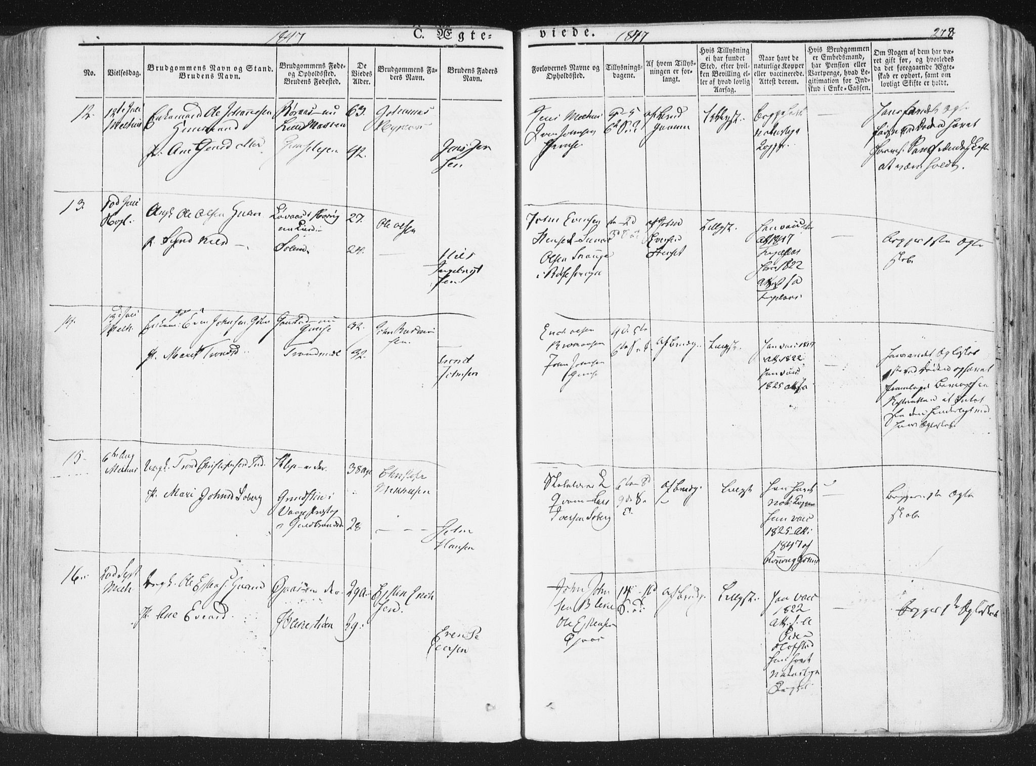 Ministerialprotokoller, klokkerbøker og fødselsregistre - Sør-Trøndelag, SAT/A-1456/691/L1074: Ministerialbok nr. 691A06, 1842-1852, s. 278