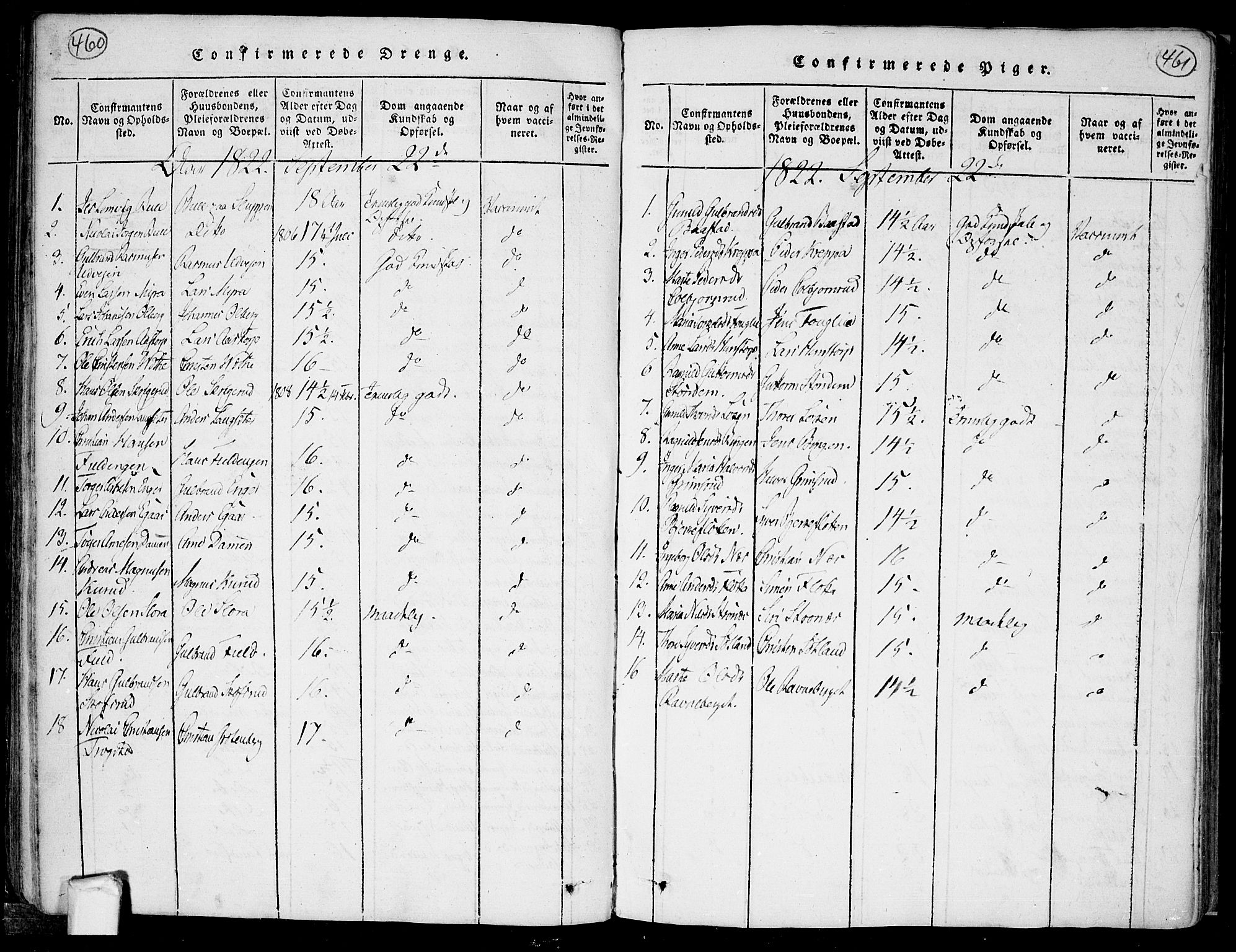 Trøgstad prestekontor Kirkebøker, AV/SAO-A-10925/F/Fa/L0006: Ministerialbok nr. I 6, 1815-1844, s. 460-461