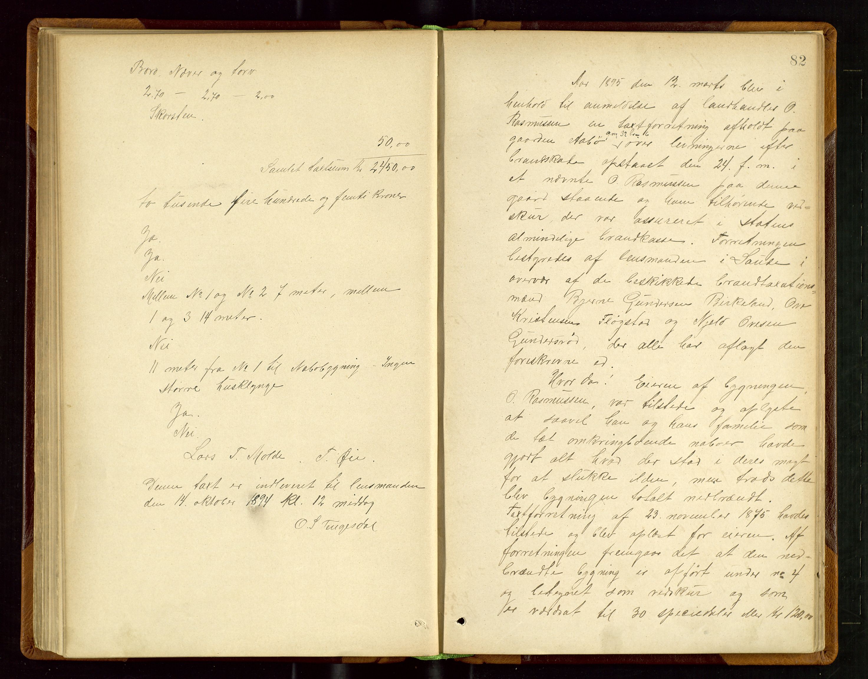 Sauda lensmannskontor, AV/SAST-A-100177/Goa/L0002: "Brandtaxtforretninger i Saude Lensmandsdistrikt", 1887-1918, s. 81b-82a