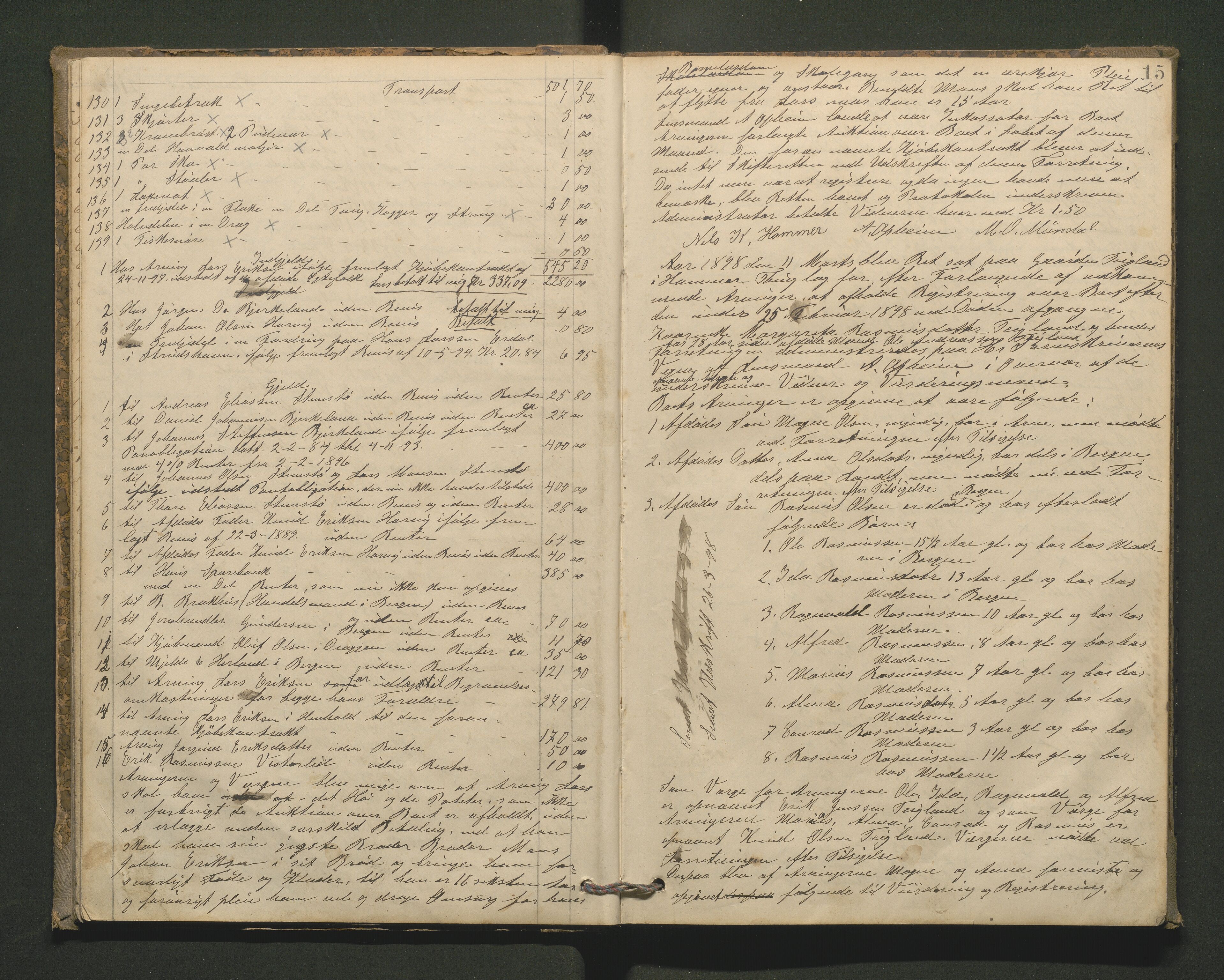 Lensmannen i Hamre, AV/SAB-A-32601/0006/L0002: Registreringsprotokoll, 1896-1904, s. 14b-15a