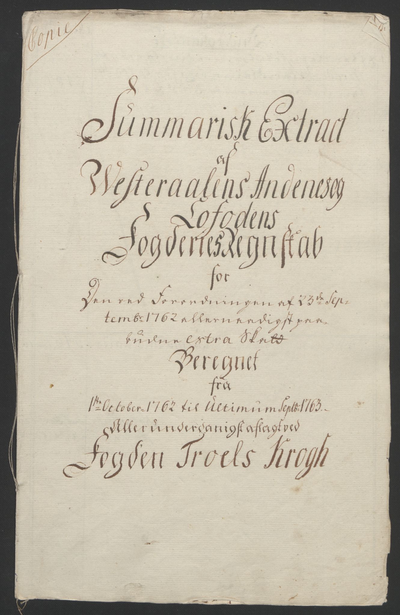 Rentekammeret inntil 1814, Reviderte regnskaper, Fogderegnskap, AV/RA-EA-4092/R67/L4747: Ekstraskatten Vesterålen, Andenes og Lofoten, 1762-1766, s. 35