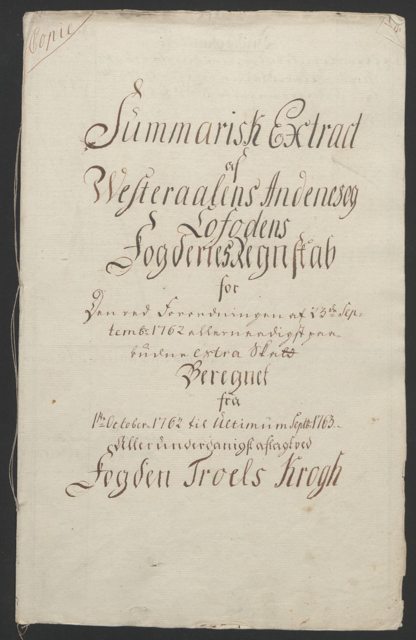 Rentekammeret inntil 1814, Reviderte regnskaper, Fogderegnskap, RA/EA-4092/R67/L4747: Ekstraskatten Vesterålen, Andenes og Lofoten, 1762-1766, s. 35