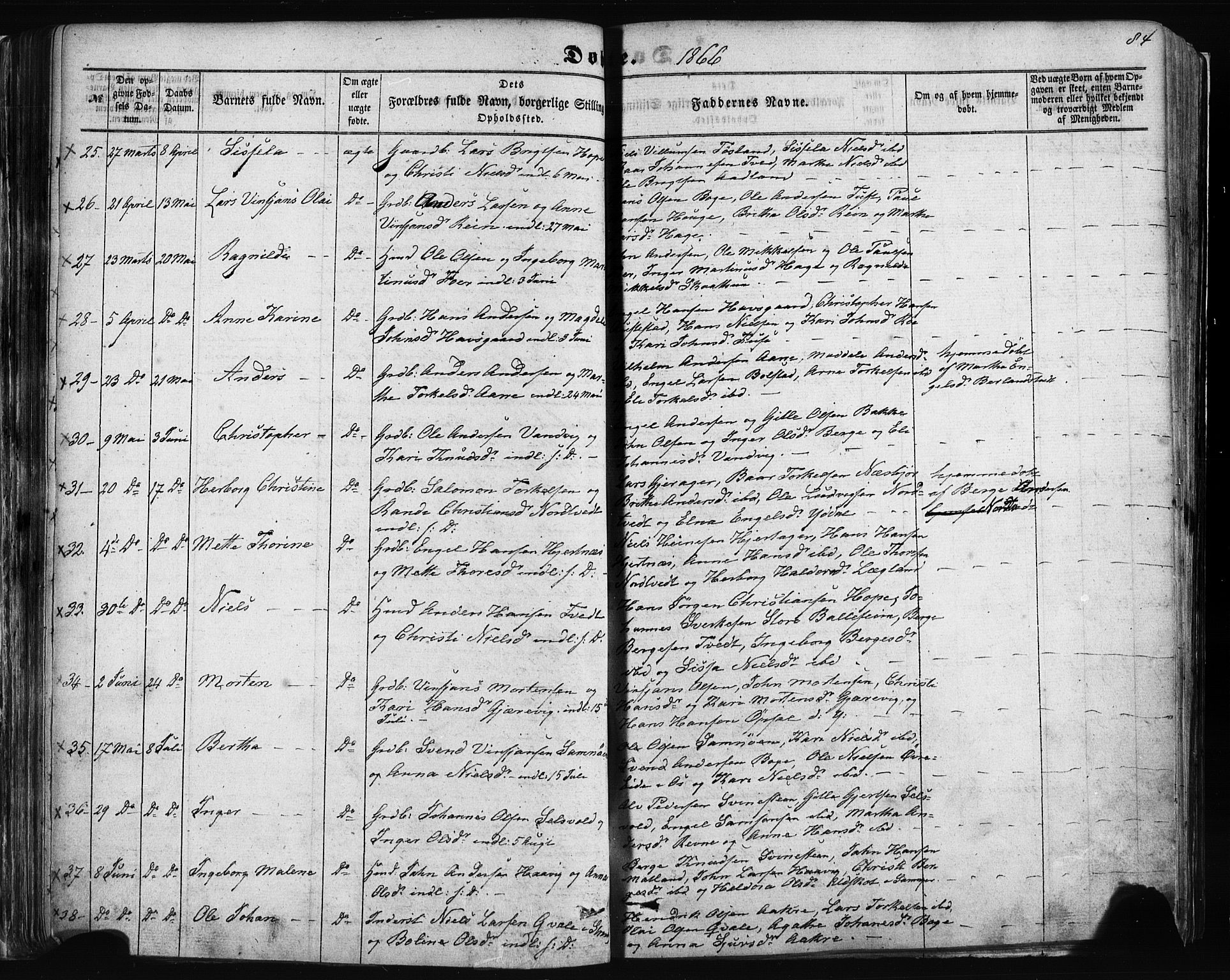 Fusa sokneprestembete, AV/SAB-A-75401/H/Haa: Ministerialbok nr. A 1I, 1855-1879, s. 84