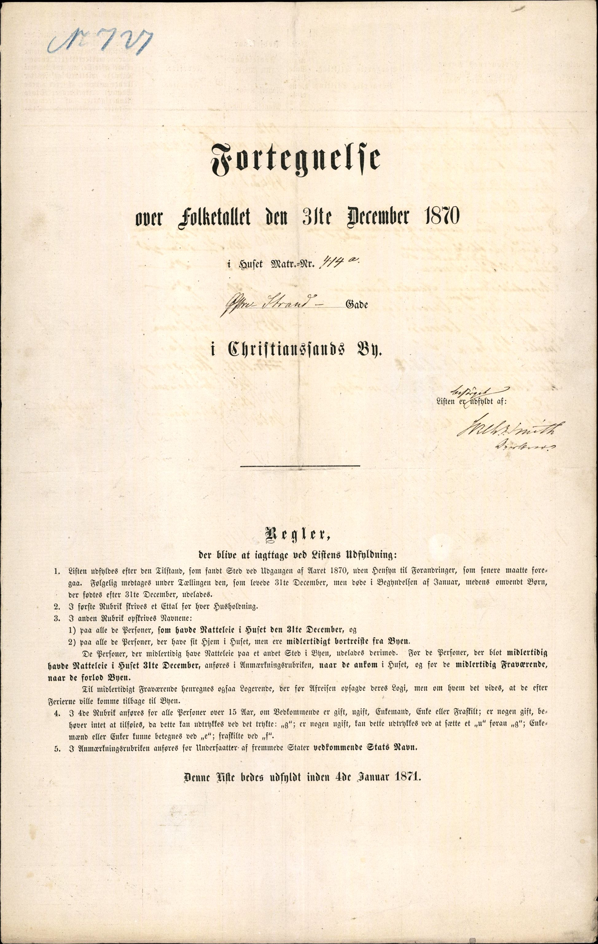 RA, Folketelling 1870 for 1001 Kristiansand kjøpstad, 1870, s. 1468