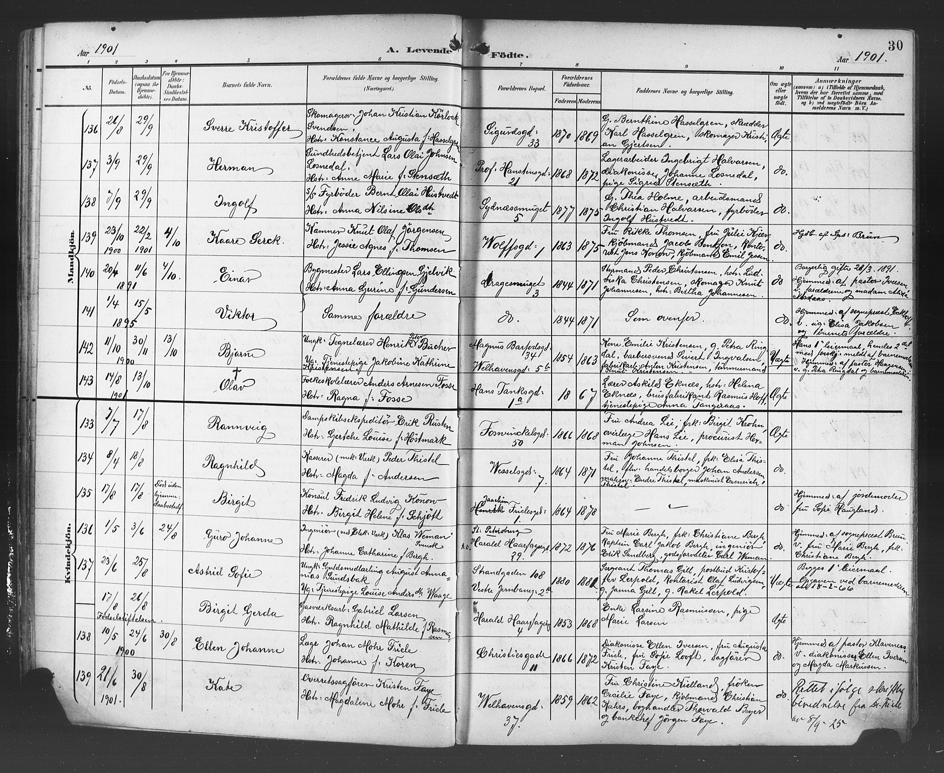 Johanneskirken sokneprestembete, AV/SAB-A-76001/H/Hab: Klokkerbok nr. A 2, 1900-1912, s. 30