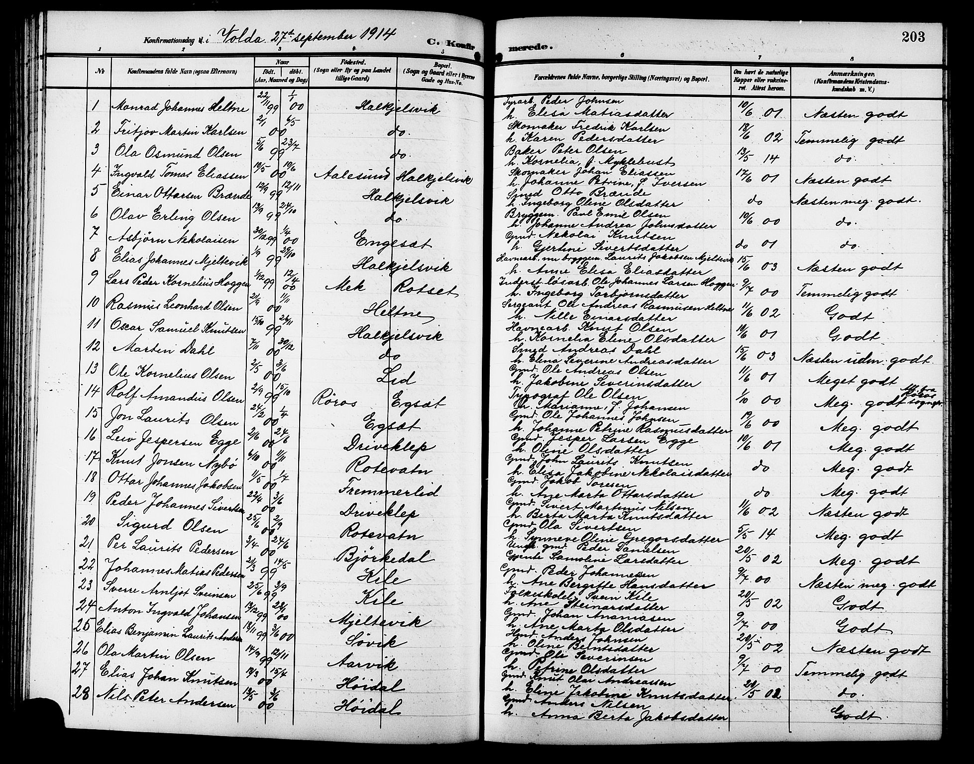 Ministerialprotokoller, klokkerbøker og fødselsregistre - Møre og Romsdal, AV/SAT-A-1454/511/L0159: Klokkerbok nr. 511C05, 1902-1920, s. 203