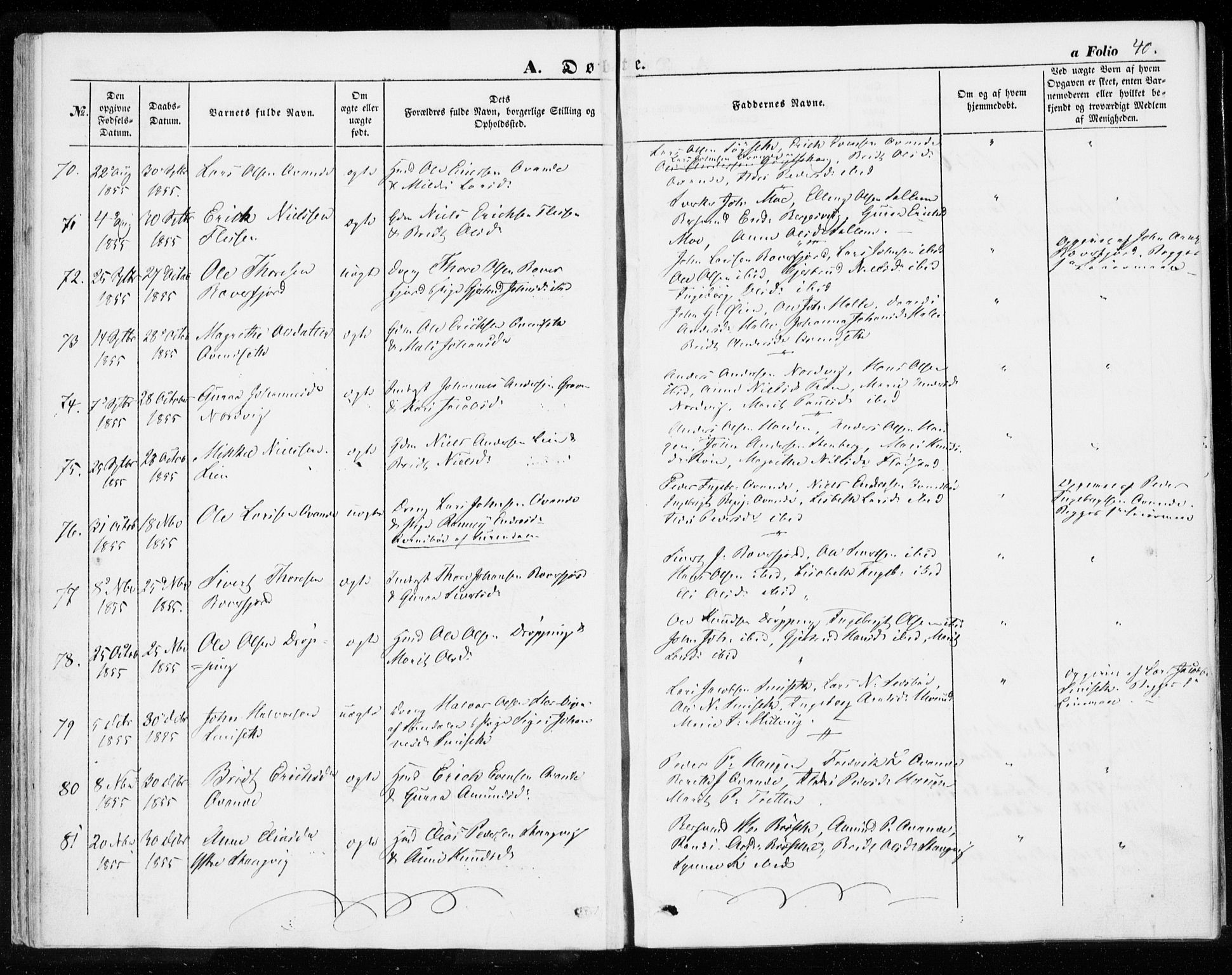 Ministerialprotokoller, klokkerbøker og fødselsregistre - Møre og Romsdal, SAT/A-1454/592/L1026: Ministerialbok nr. 592A04, 1849-1867, s. 40