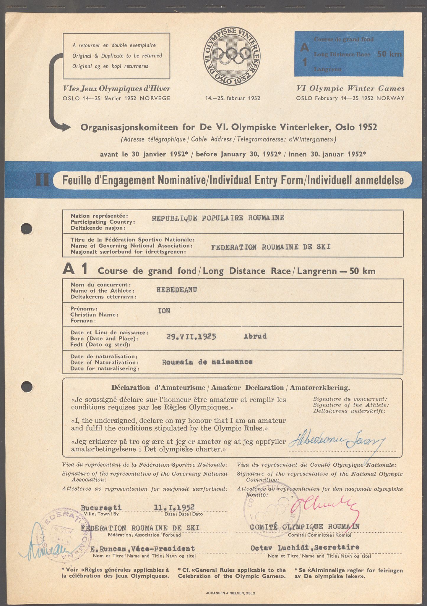 Organisasjonskomiteen for de VI. olympiske vinterleker, OBA/A-20130/H/Ha, 1951-1952, s. 41