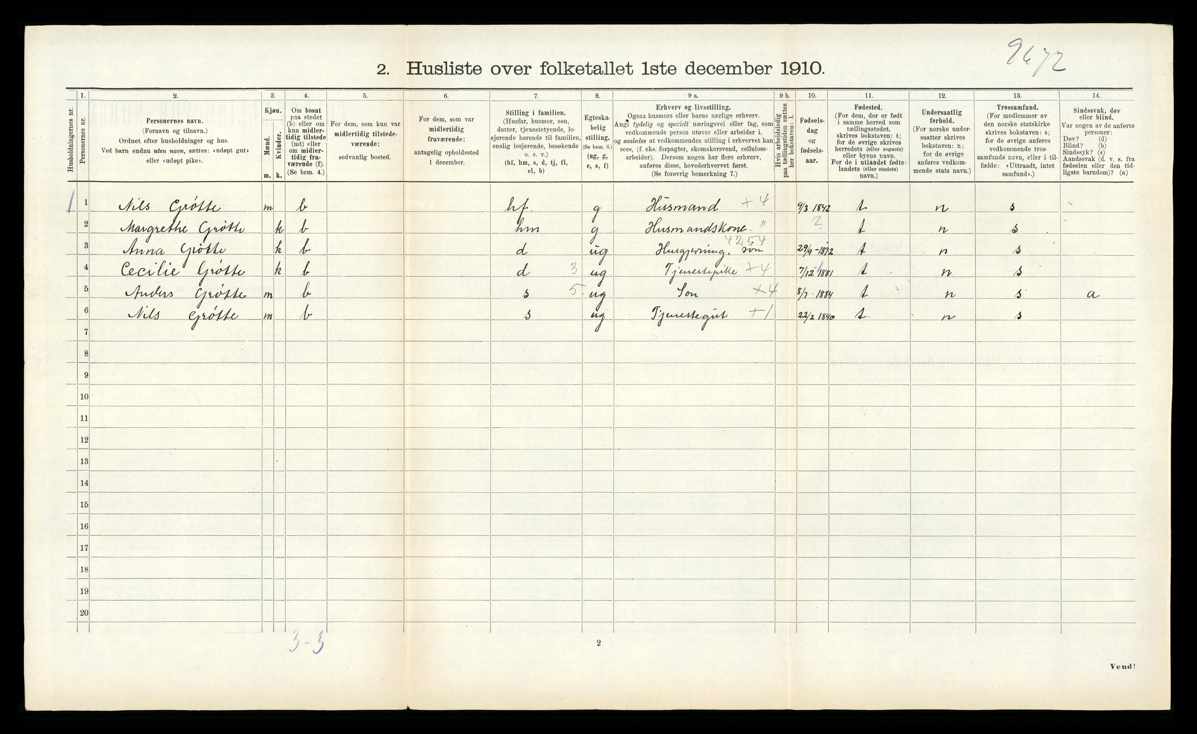 RA, Folketelling 1910 for 1422 Lærdal herred, 1910, s. 461