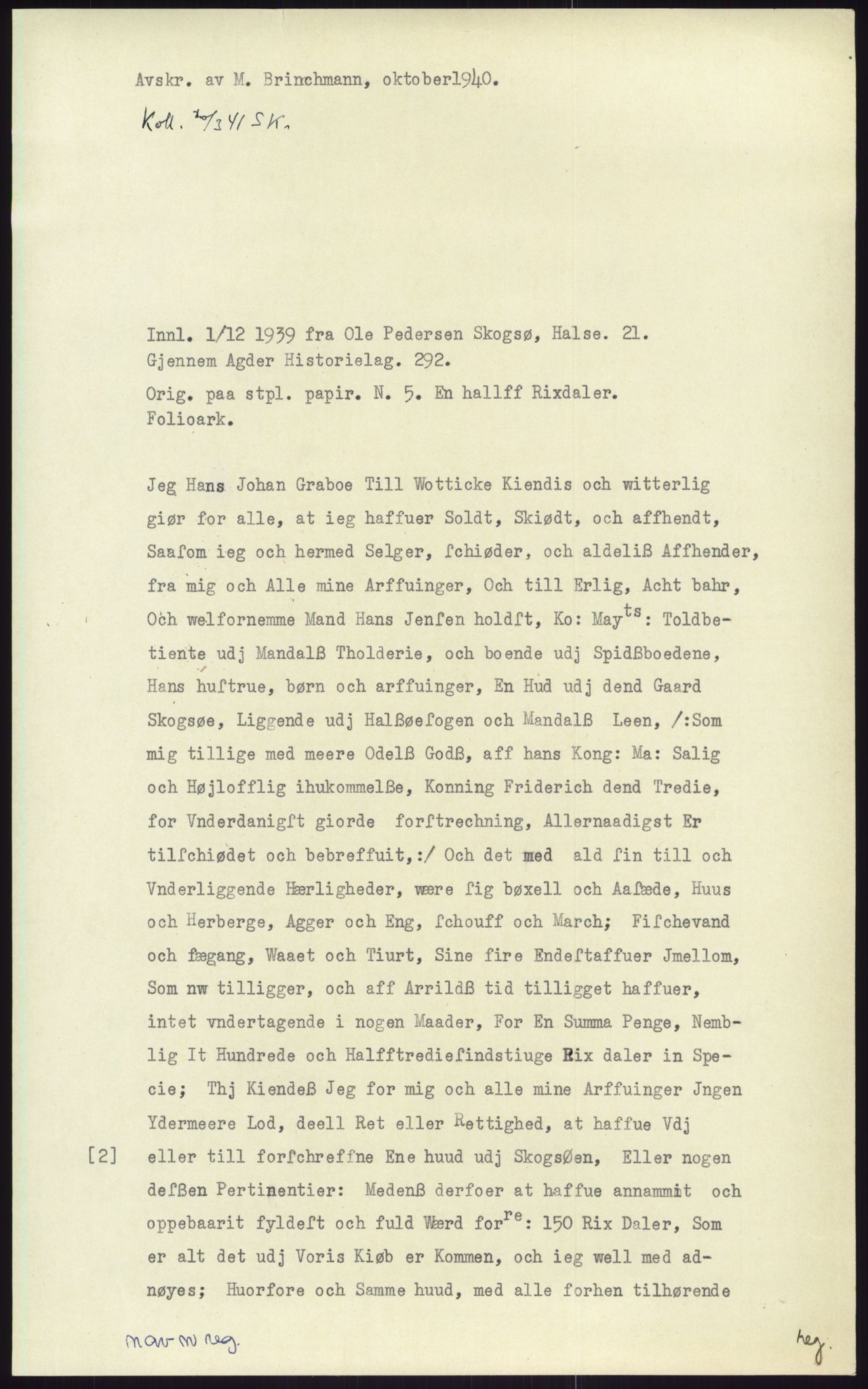 Samlinger til kildeutgivelse, Diplomavskriftsamlingen, AV/RA-EA-4053/H/Ha, s. 2890