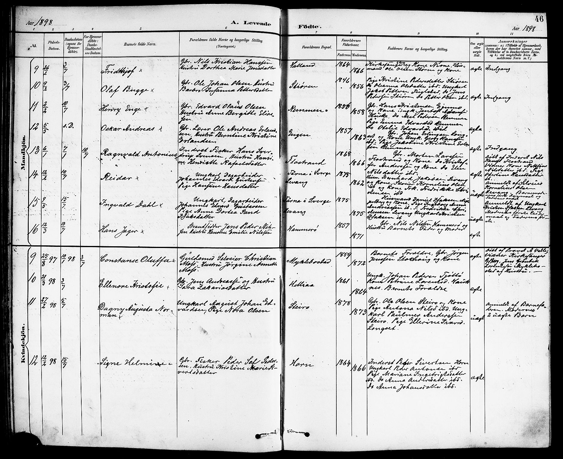 Ministerialprotokoller, klokkerbøker og fødselsregistre - Nordland, SAT/A-1459/838/L0559: Klokkerbok nr. 838C06, 1893-1910, s. 46