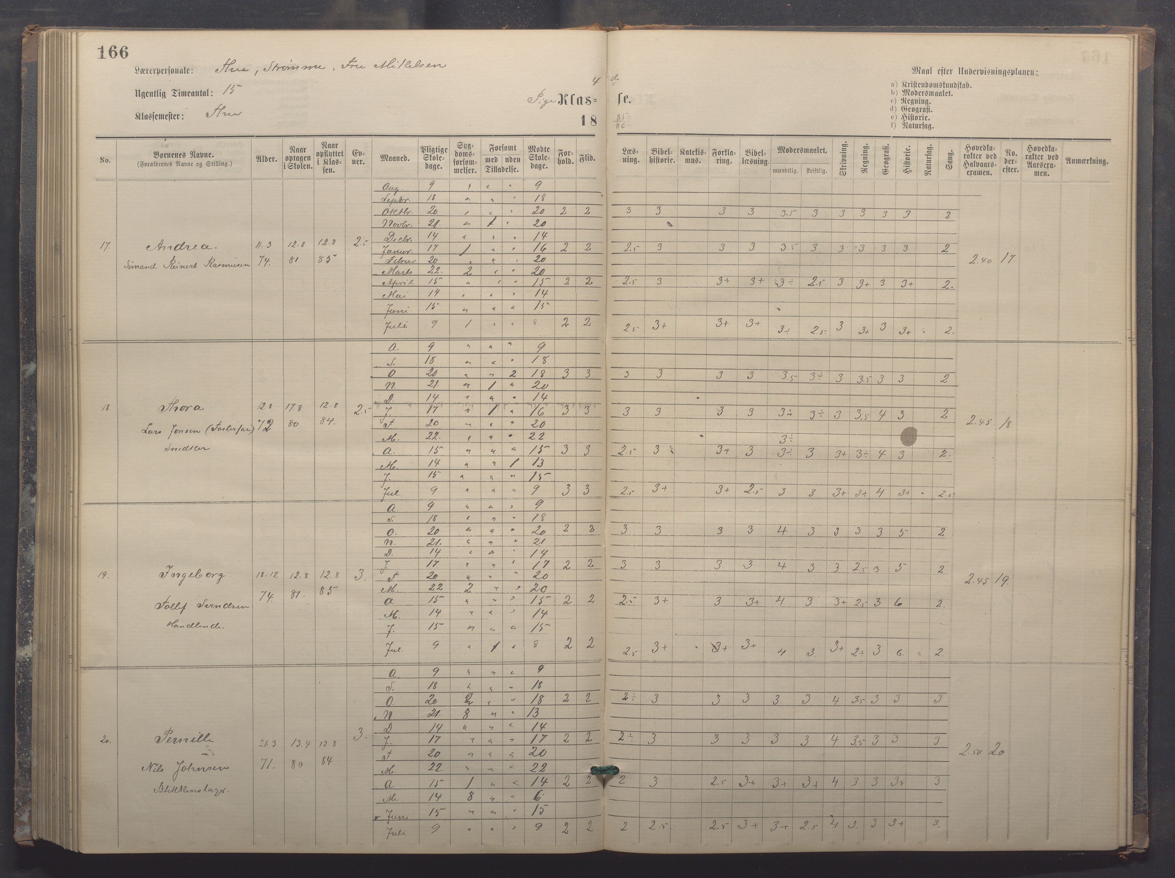 Egersund kommune (Ladested) - Egersund almueskole/folkeskole, IKAR/K-100521/H/L0017: Skoleprotokoll - Almueskolen, 5./6. klasse, 1877-1887, s. 166