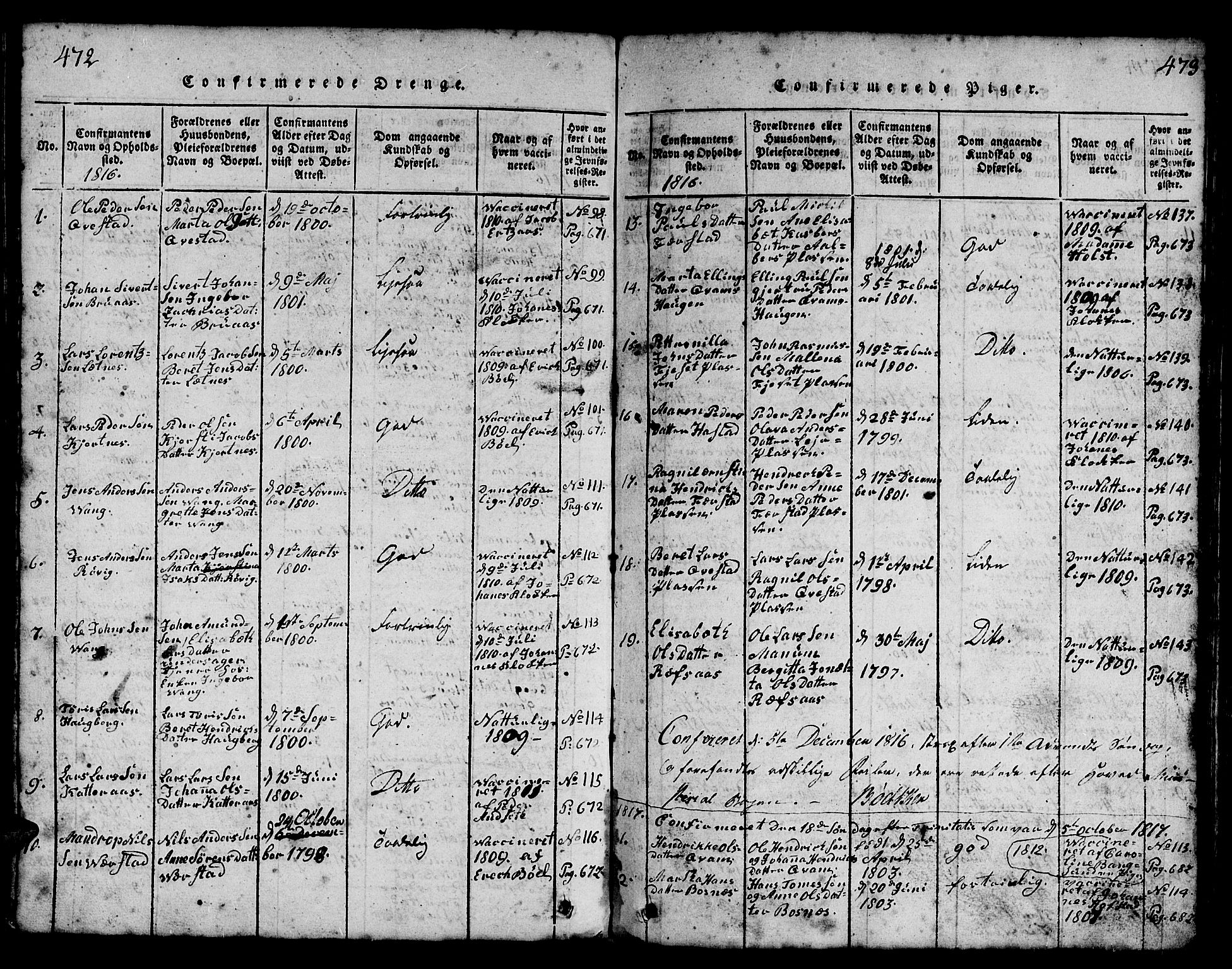 Ministerialprotokoller, klokkerbøker og fødselsregistre - Nord-Trøndelag, SAT/A-1458/730/L0298: Klokkerbok nr. 730C01, 1816-1849, s. 472-473