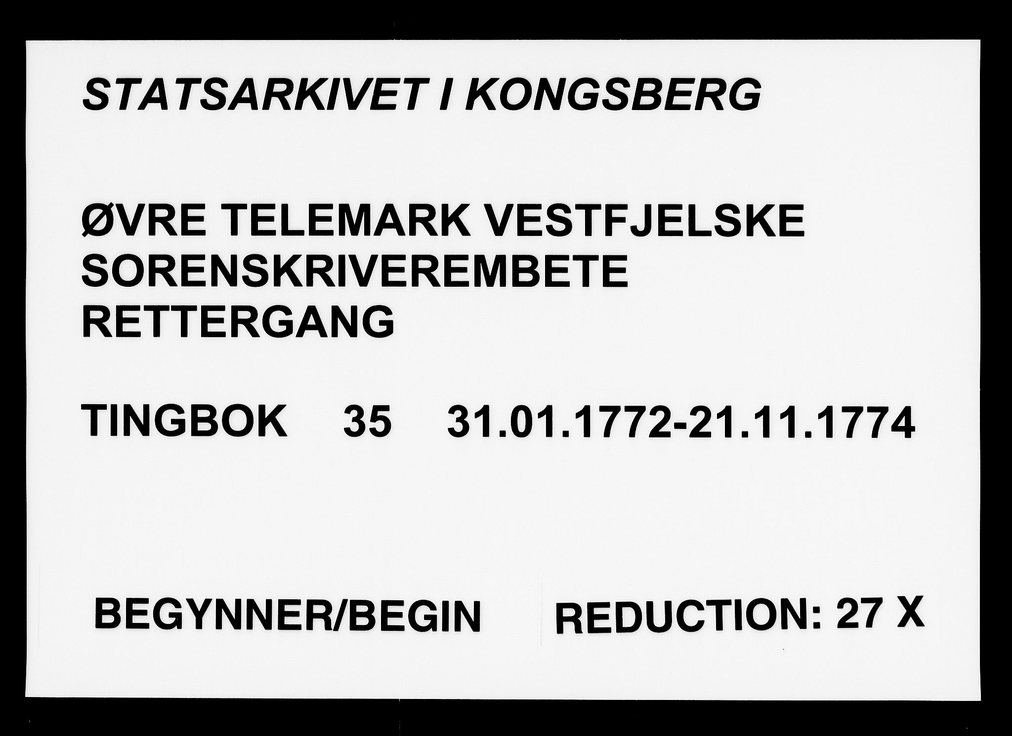 Vest-Telemark sorenskriveri, SAKO/A-134/F/Fa/L0035: Tingbok, 1772-1774