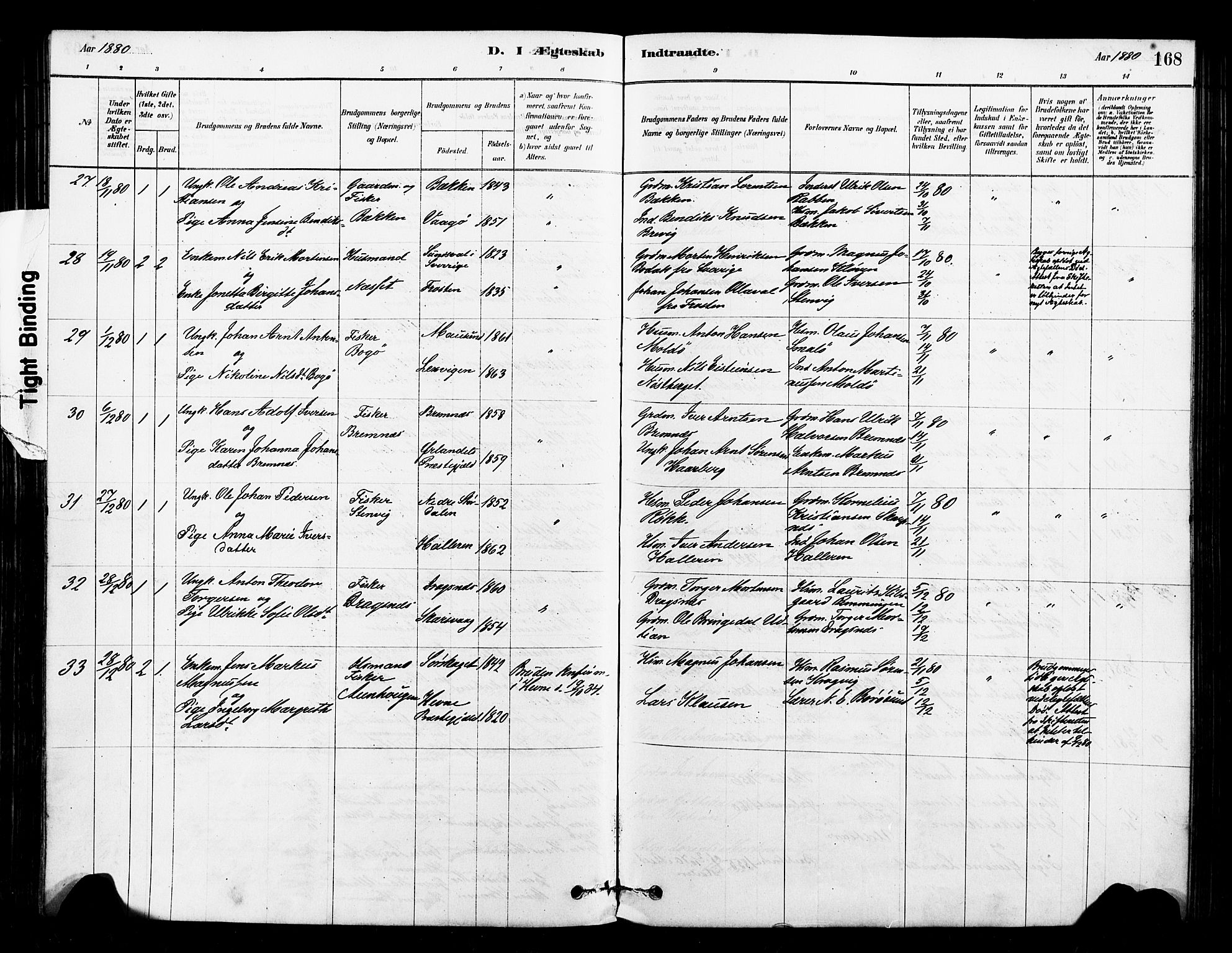 Ministerialprotokoller, klokkerbøker og fødselsregistre - Sør-Trøndelag, SAT/A-1456/640/L0578: Ministerialbok nr. 640A03, 1879-1889, s. 168