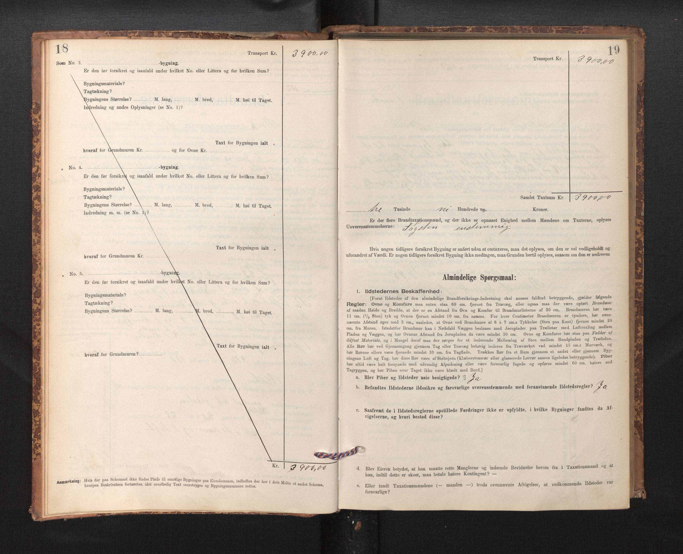 Lensmannen i Stord, SAB/A-35001/0012/L0002: Branntakstprotokoll, skjematakst, 1897-1922, s. 18-19
