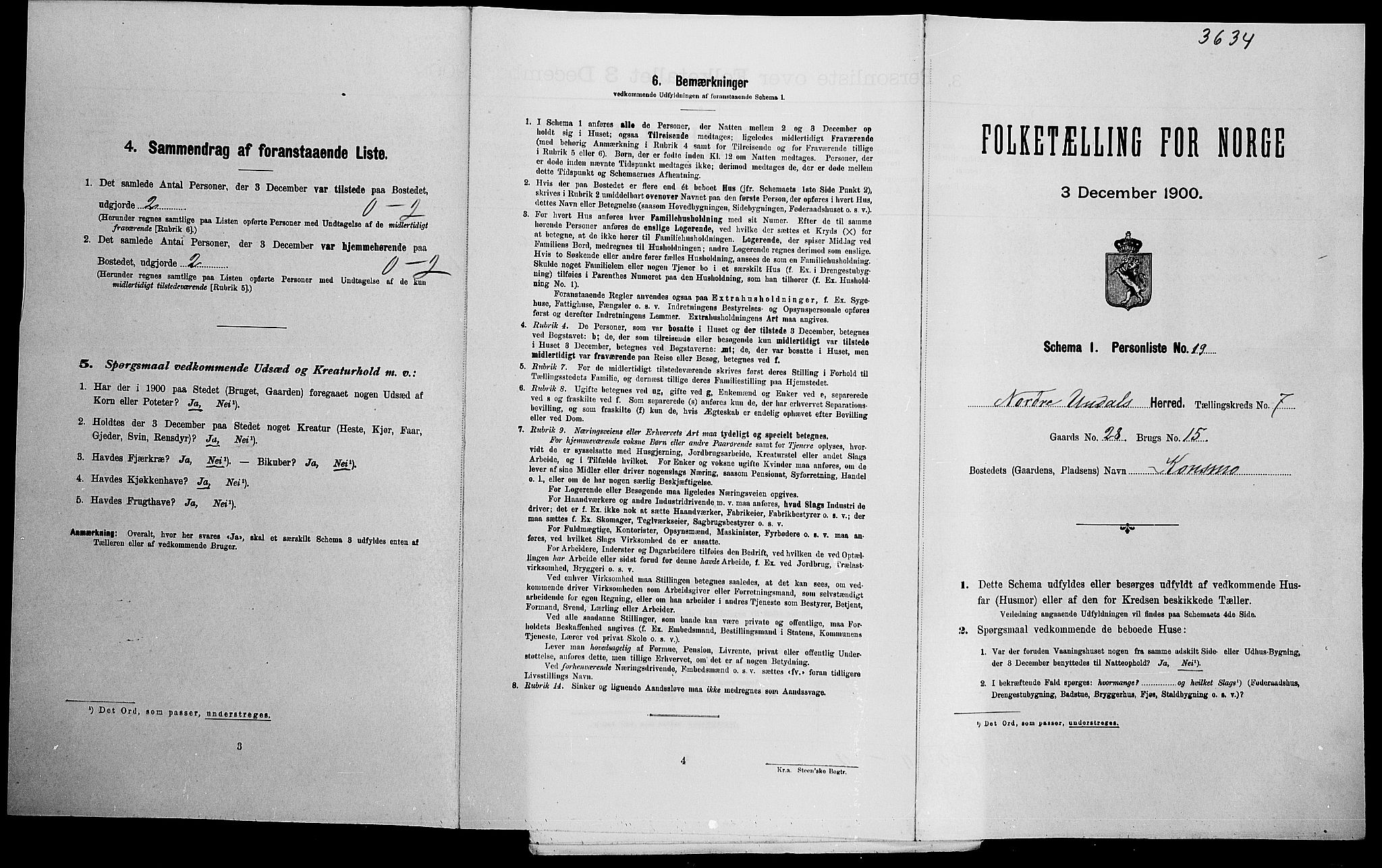 SAK, Folketelling 1900 for 1028 Nord-Audnedal herred, 1900, s. 649