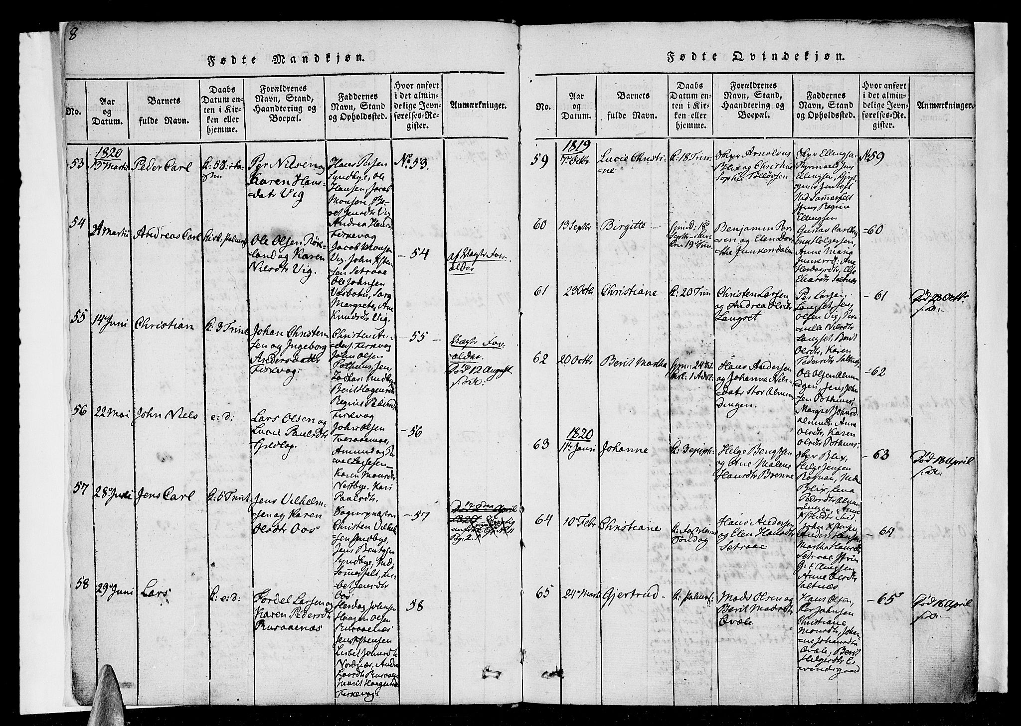 Ministerialprotokoller, klokkerbøker og fødselsregistre - Nordland, SAT/A-1459/847/L0665: Ministerialbok nr. 847A05, 1818-1841, s. 8-9