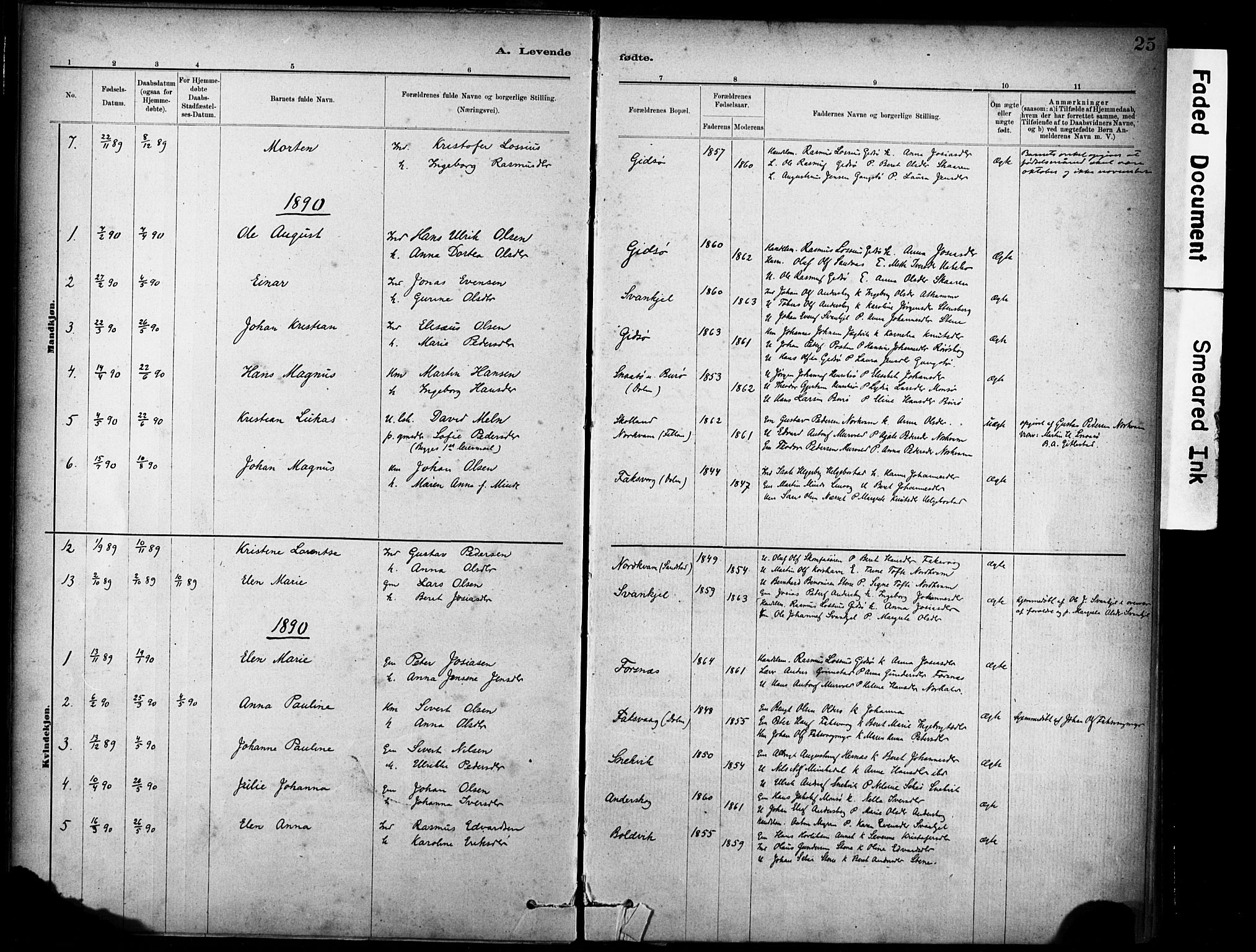 Ministerialprotokoller, klokkerbøker og fødselsregistre - Sør-Trøndelag, SAT/A-1456/635/L0551: Ministerialbok nr. 635A01, 1882-1899, s. 25