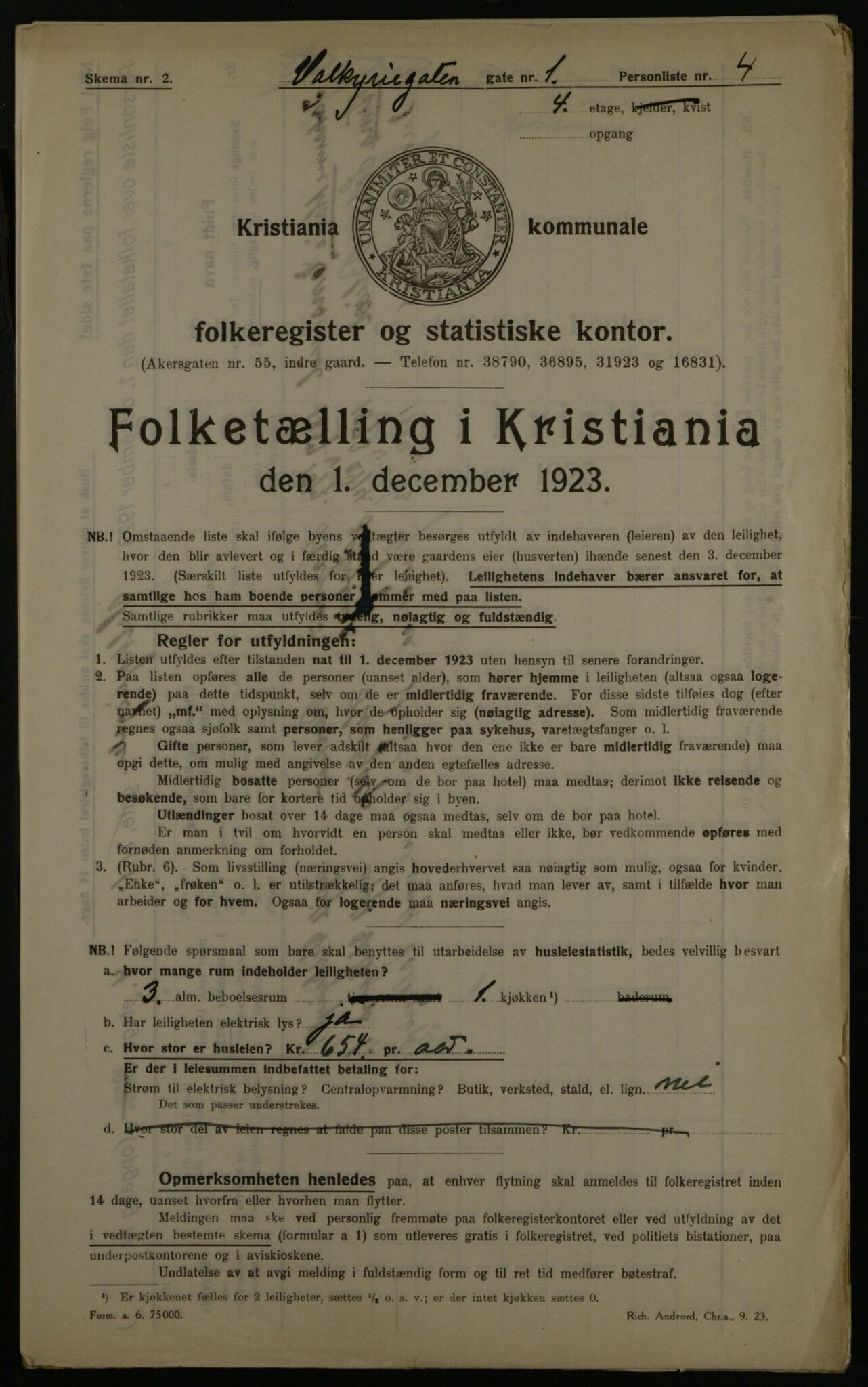 OBA, Kommunal folketelling 1.12.1923 for Kristiania, 1923, s. 134396