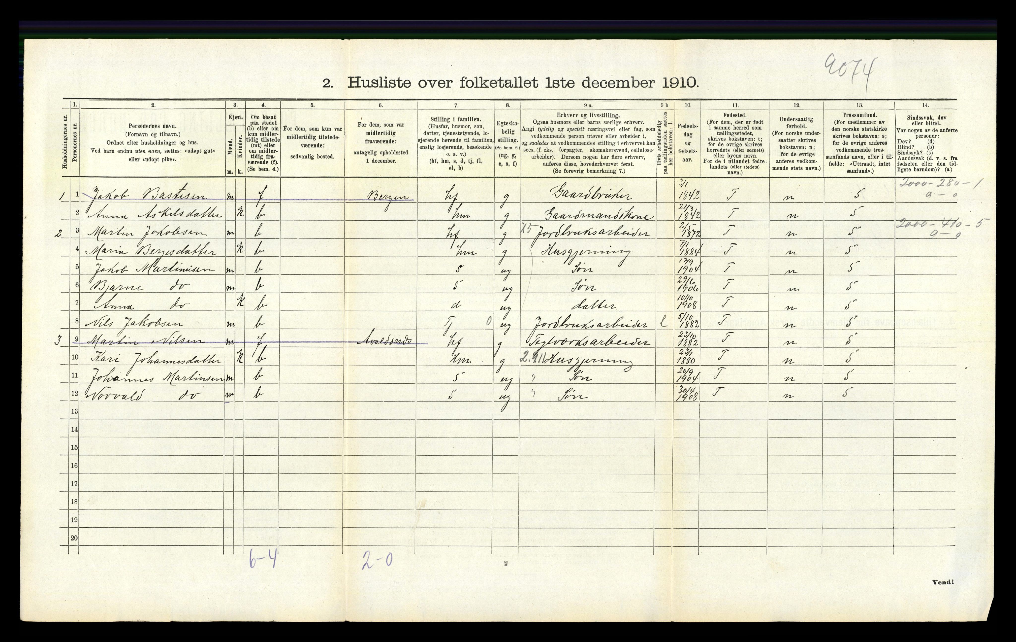 RA, Folketelling 1910 for 1254 Hamre herred, 1910, s. 291