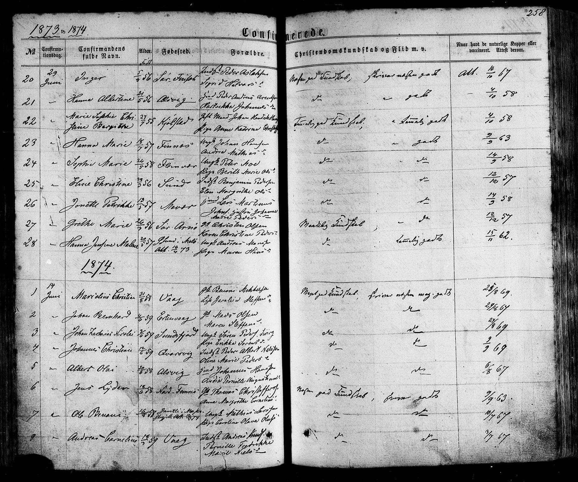 Ministerialprotokoller, klokkerbøker og fødselsregistre - Nordland, AV/SAT-A-1459/805/L0098: Ministerialbok nr. 805A05, 1862-1879, s. 258