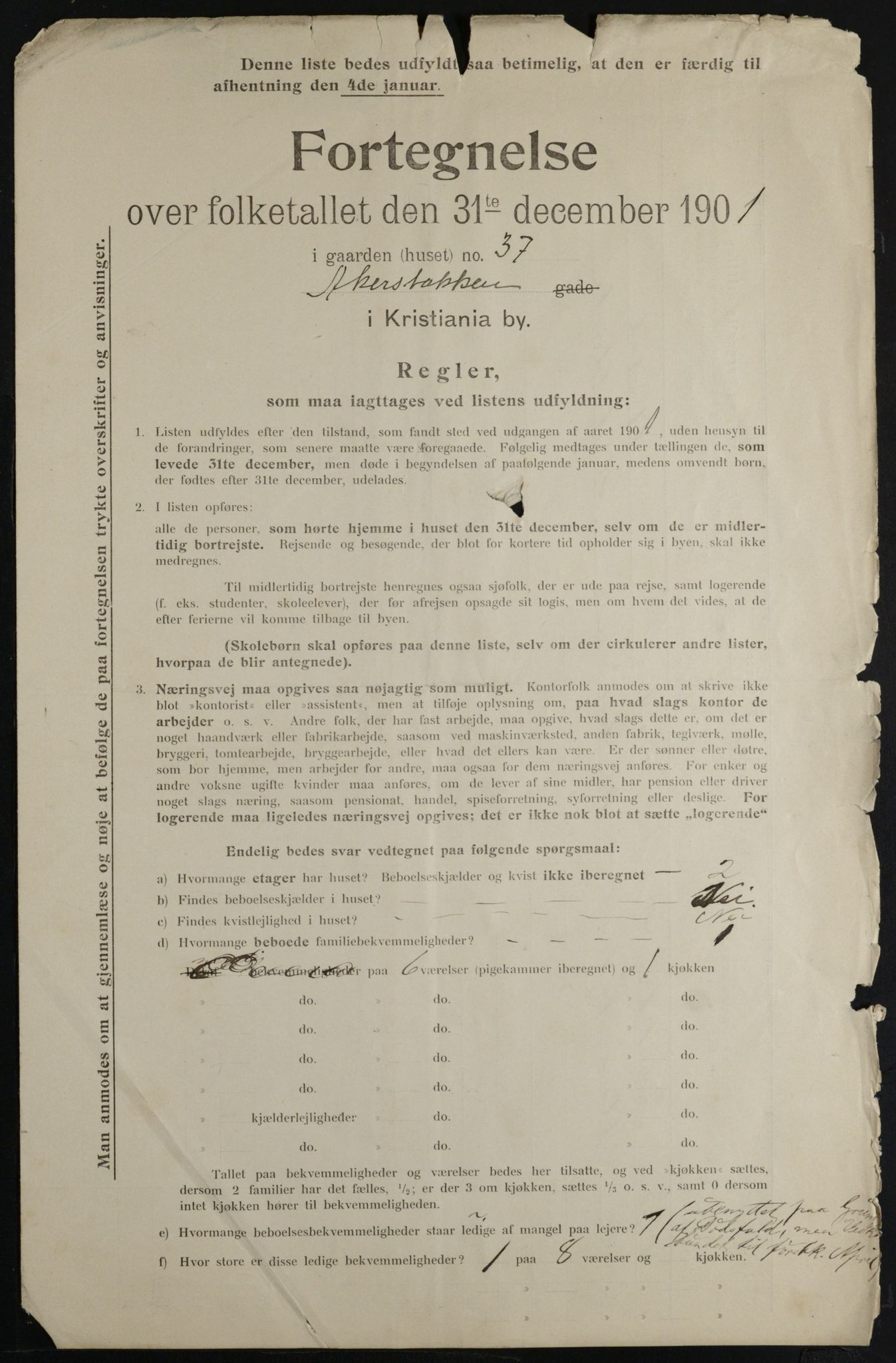 OBA, Kommunal folketelling 31.12.1901 for Kristiania kjøpstad, 1901, s. 41