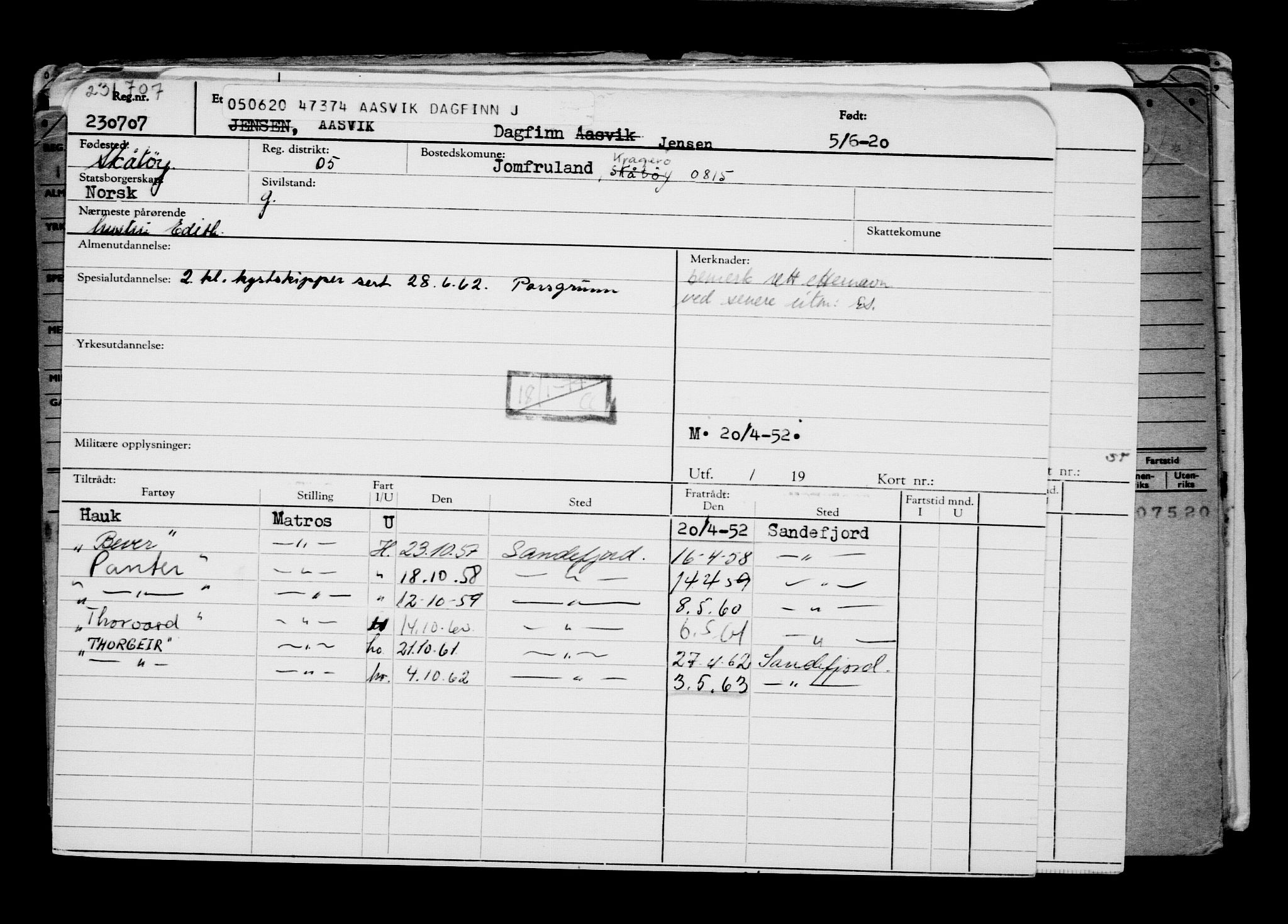 Direktoratet for sjømenn, AV/RA-S-3545/G/Gb/L0181: Hovedkort, 1920, s. 623